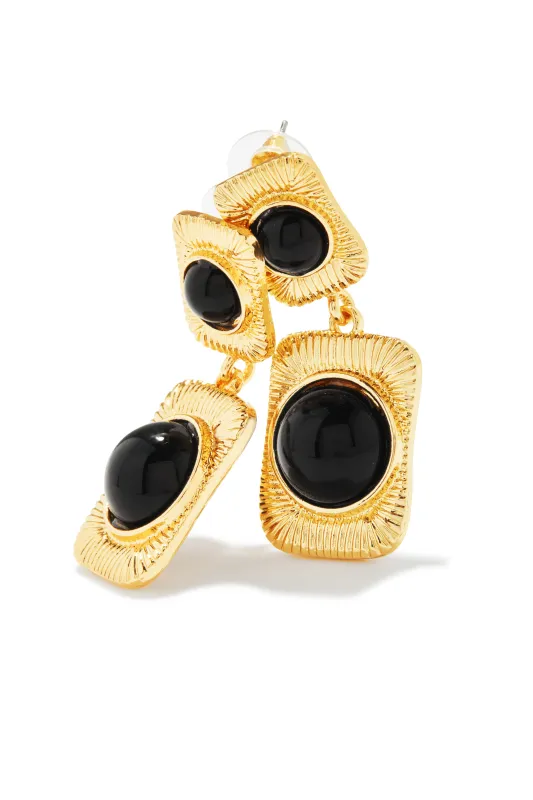 Clarissa Statement Dangle Earring - Gold Black sold by Miss Lola