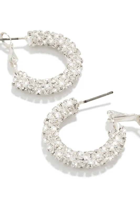 Izabelle Embellished Hoop Earring - Silver sold by Miss Lola