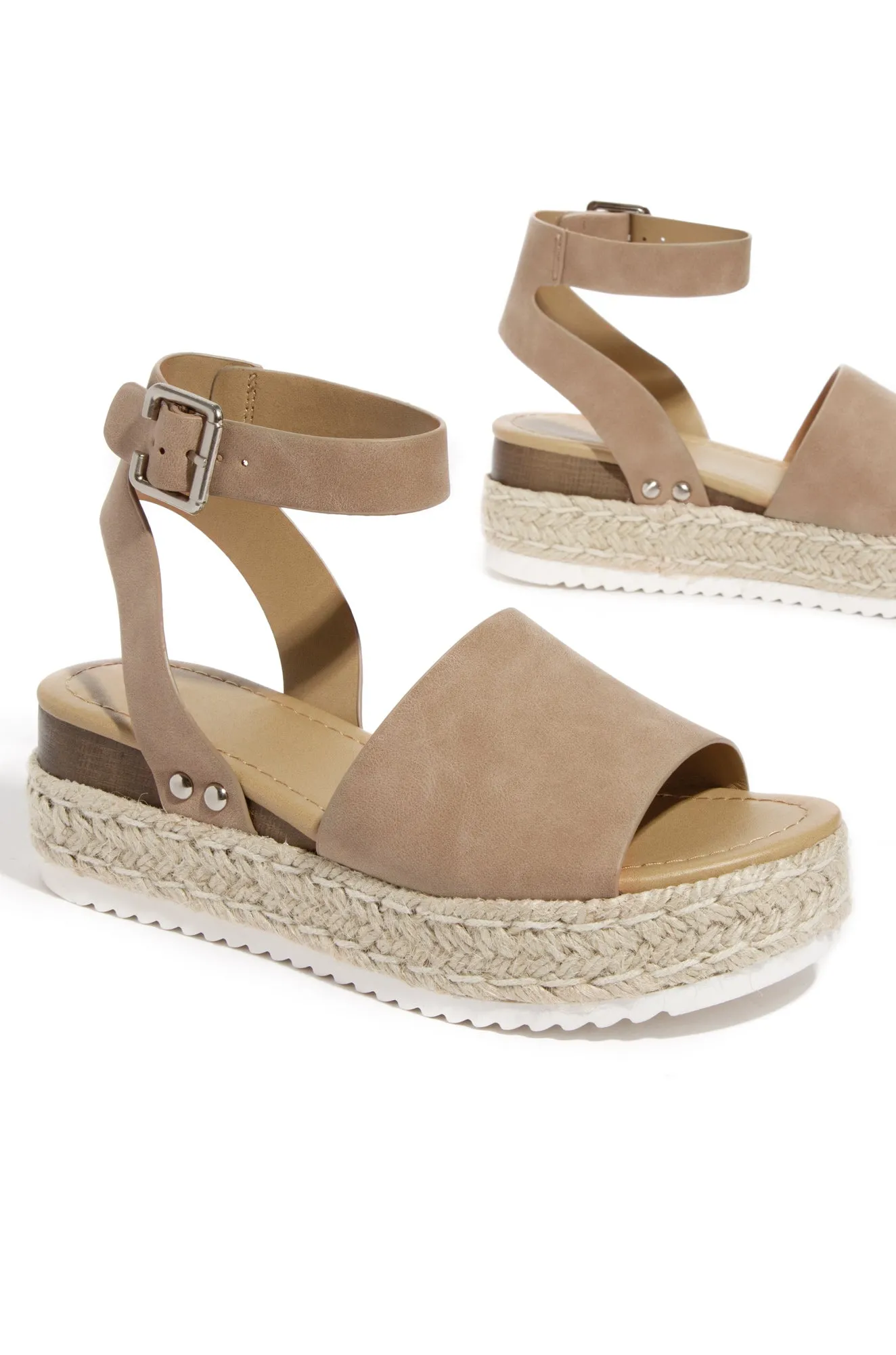 Voyage Platform Espadrille Sandals - Taupe sold by Miss Lola