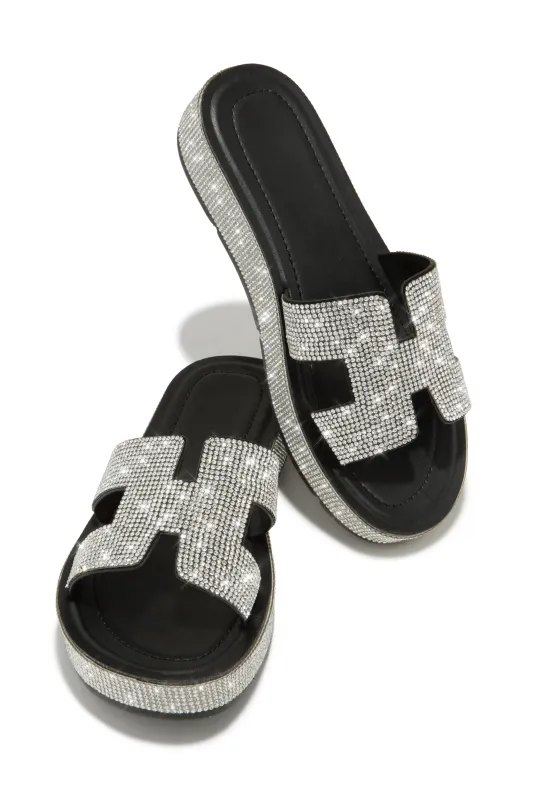 Yacht Party Embellished Platform Sandals - Black sold by Miss Lola