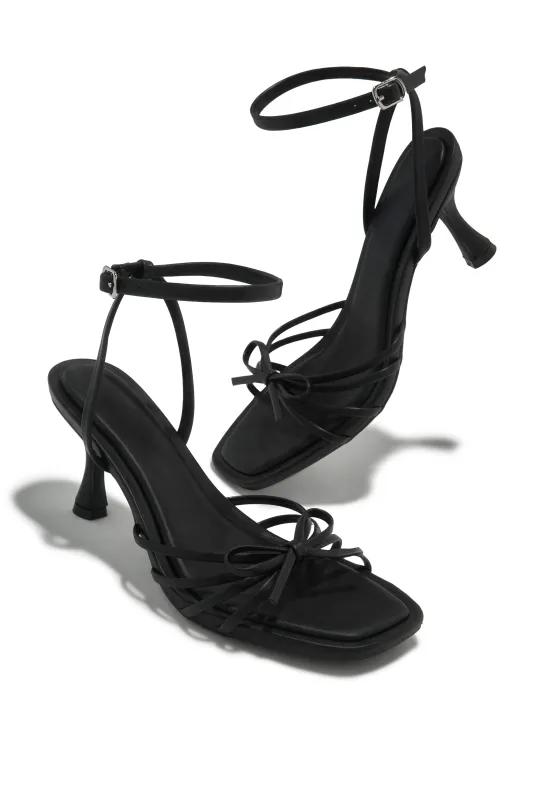 Denaya Ankle Strap Mid Heels - Black sold by Miss Lola