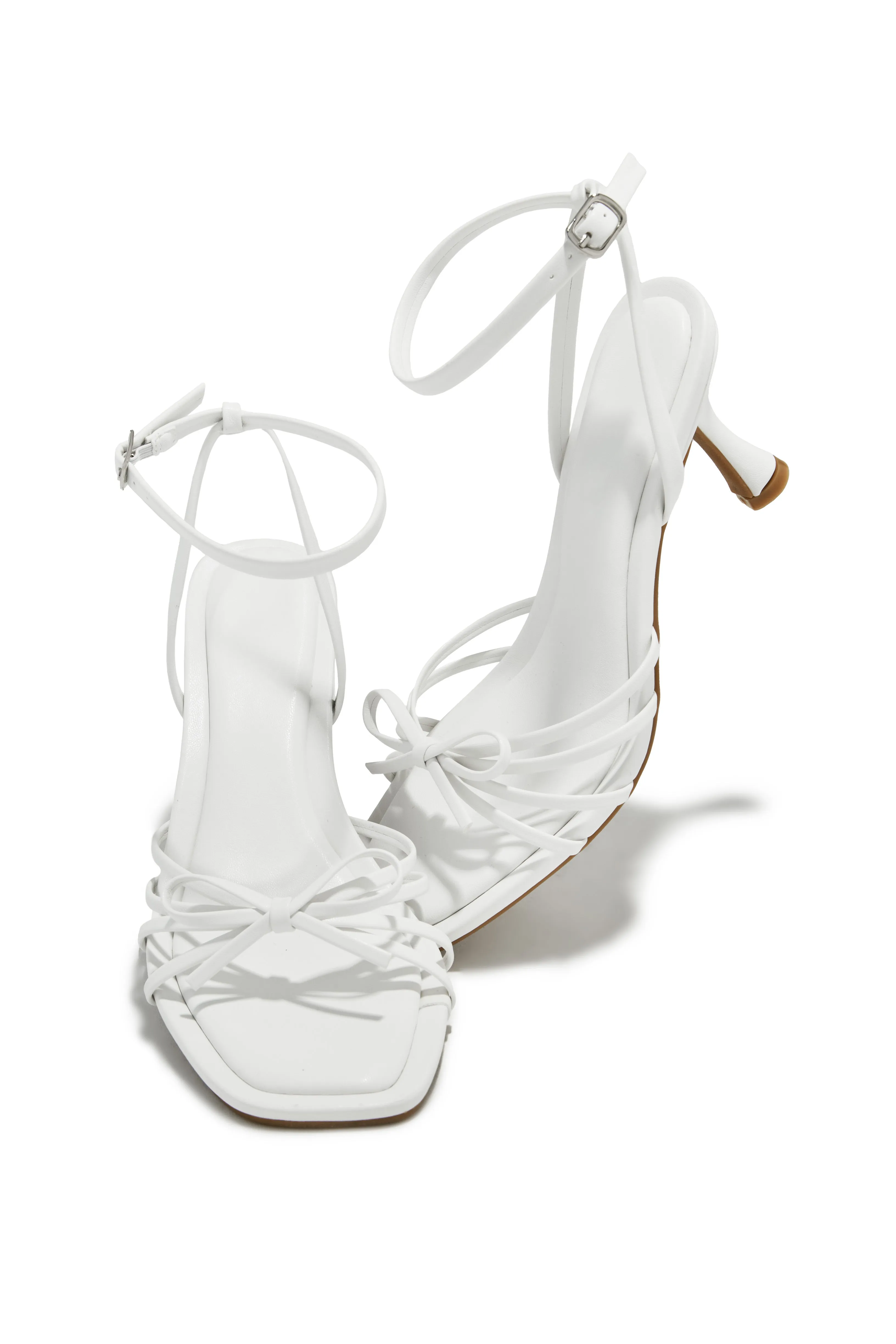 Denaya Ankle Strap Mid Heels - White sold by Miss Lola