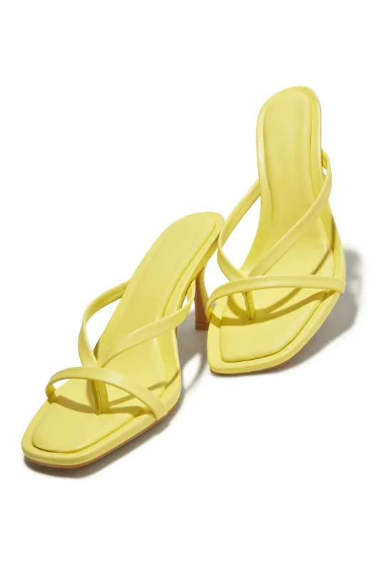 Elena Mid Heel Mules - Yellow sold by Miss Lola