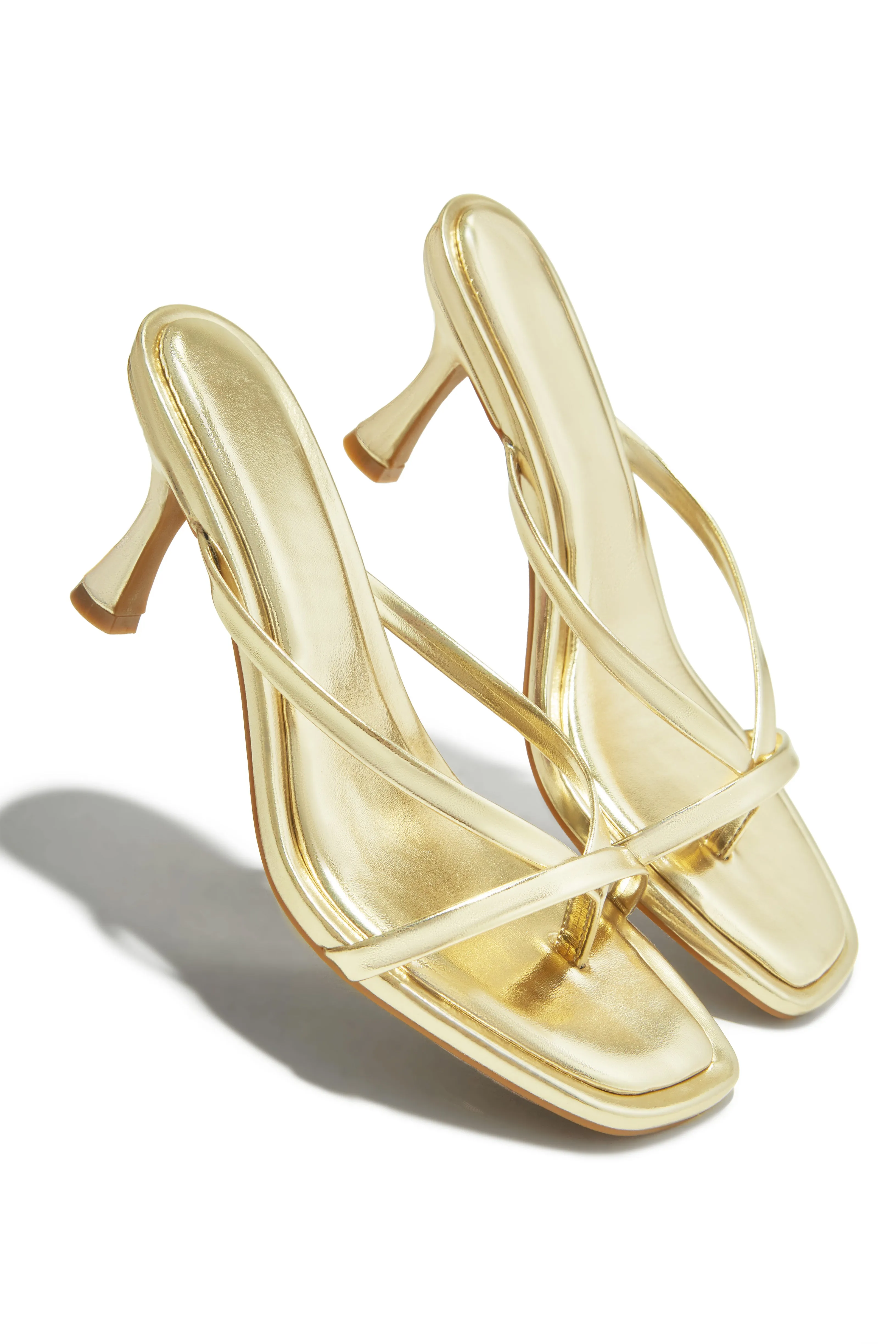Elena Mid Heel Mules - Gold sold by Miss Lola