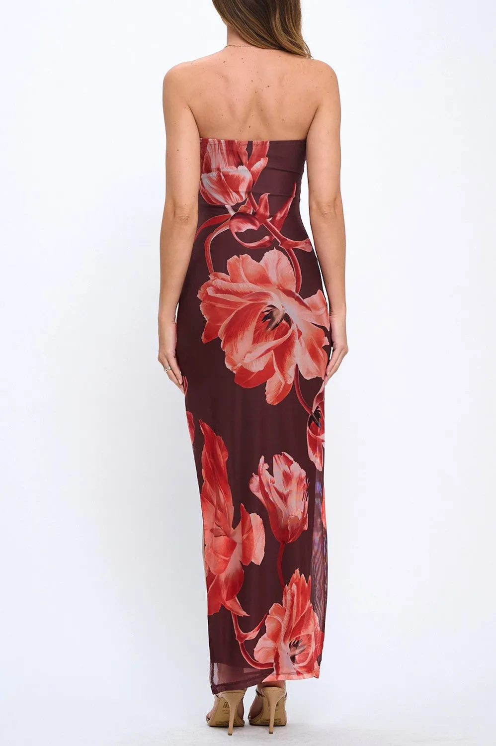 Daenerys Strapless Maxi Dress - Brown Floral sold by Miss Lola product image thumbnail 2