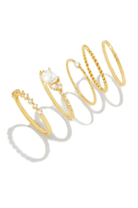 Kalene Five Piece Ring Set - Gold sold by Miss Lola
