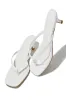 Dinorah Thong Strap Kitten Heel Sandals - White sold by Miss Lola