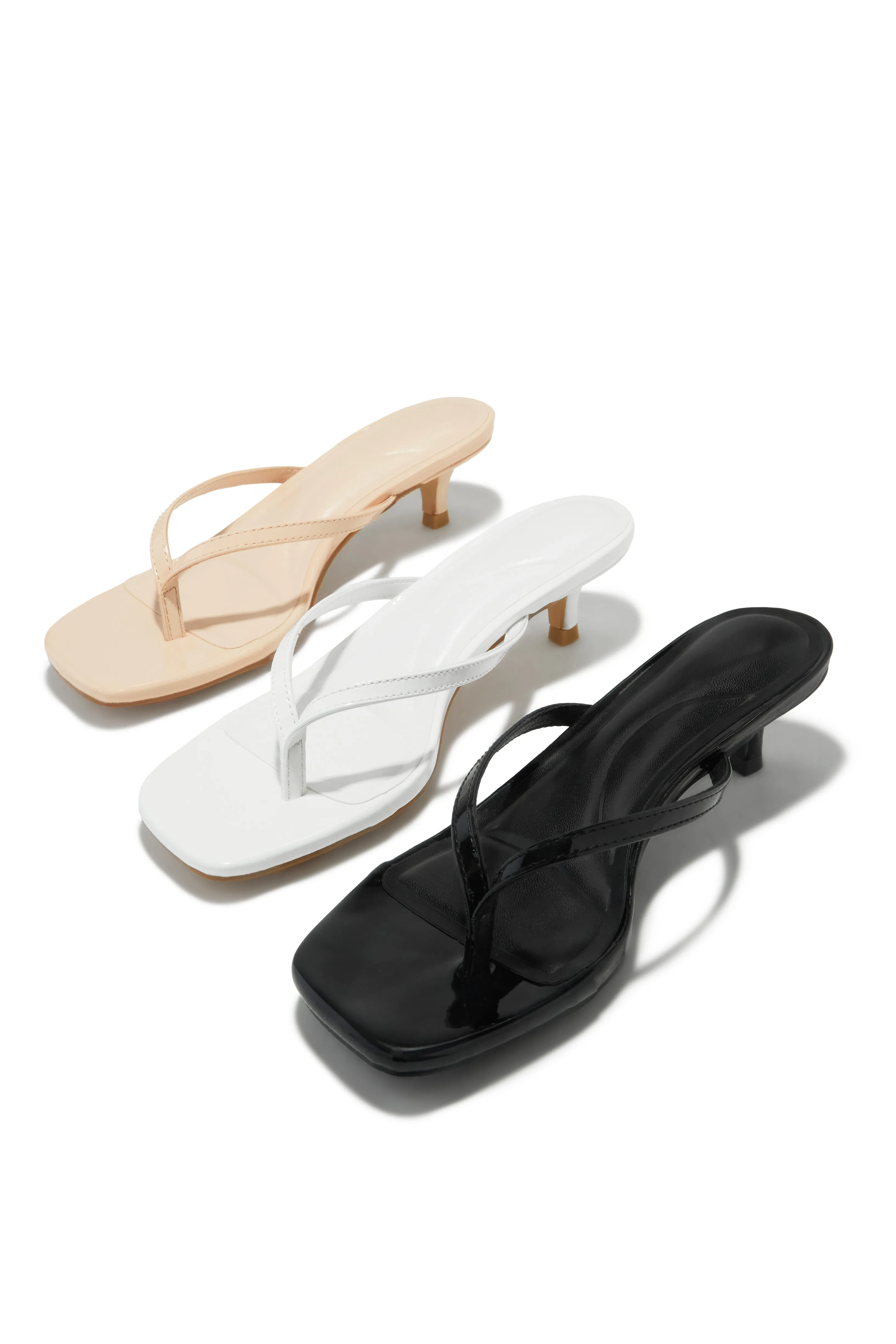 Dinorah Thong Strap Kitten Heel Sandals - Nude sold by Miss Lola product image thumbnail 3