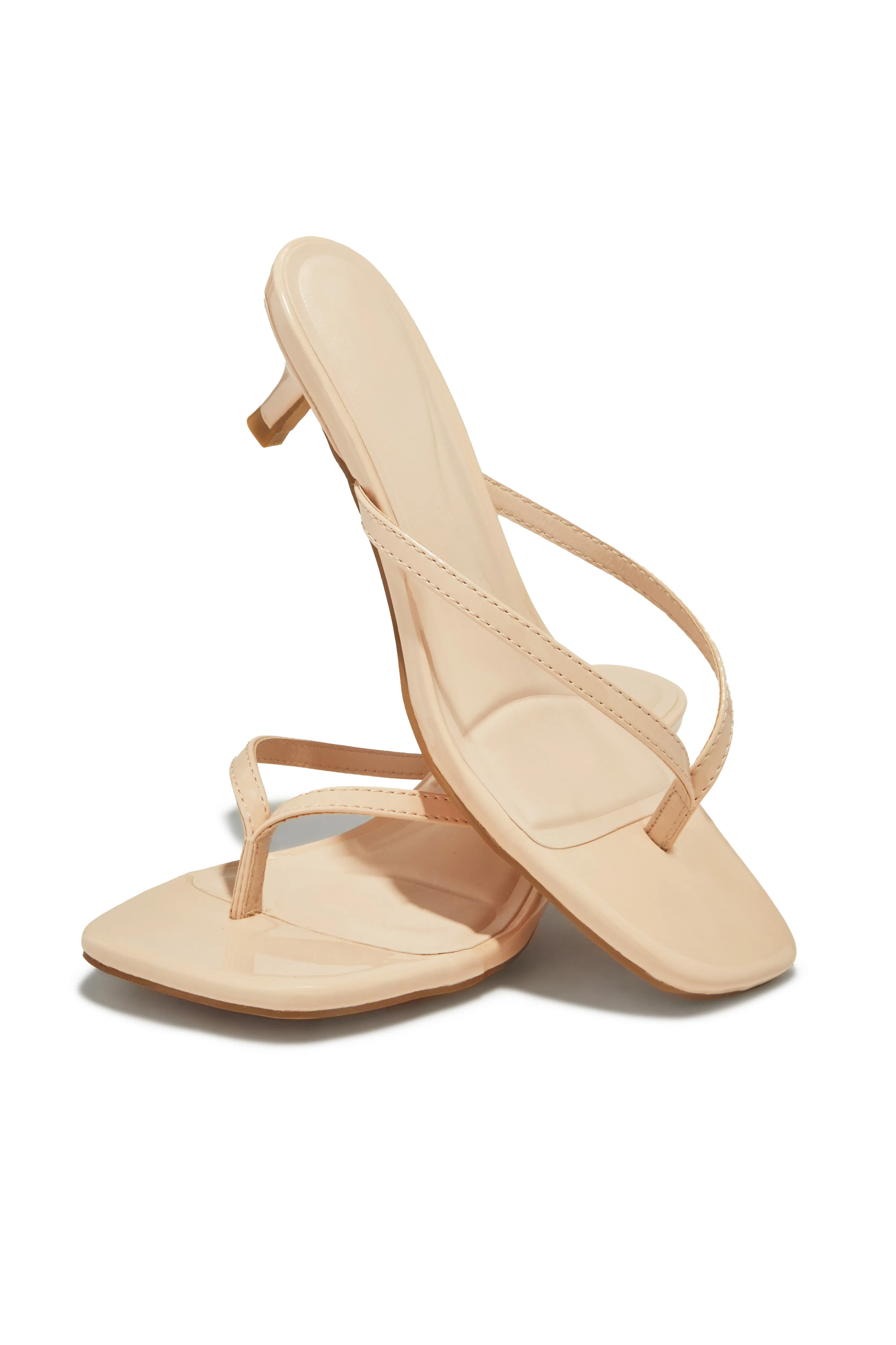 Dinorah Thong Strap Kitten Heel Sandals - Nude sold by Miss Lola