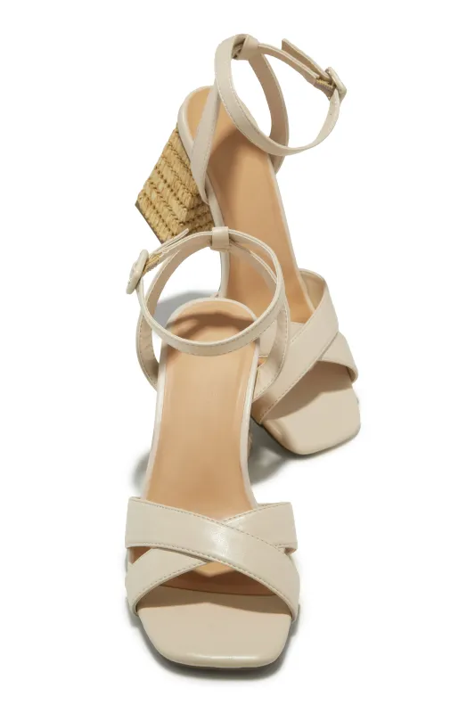 Punta Cana Block Heels - Ivory sold by Miss Lola