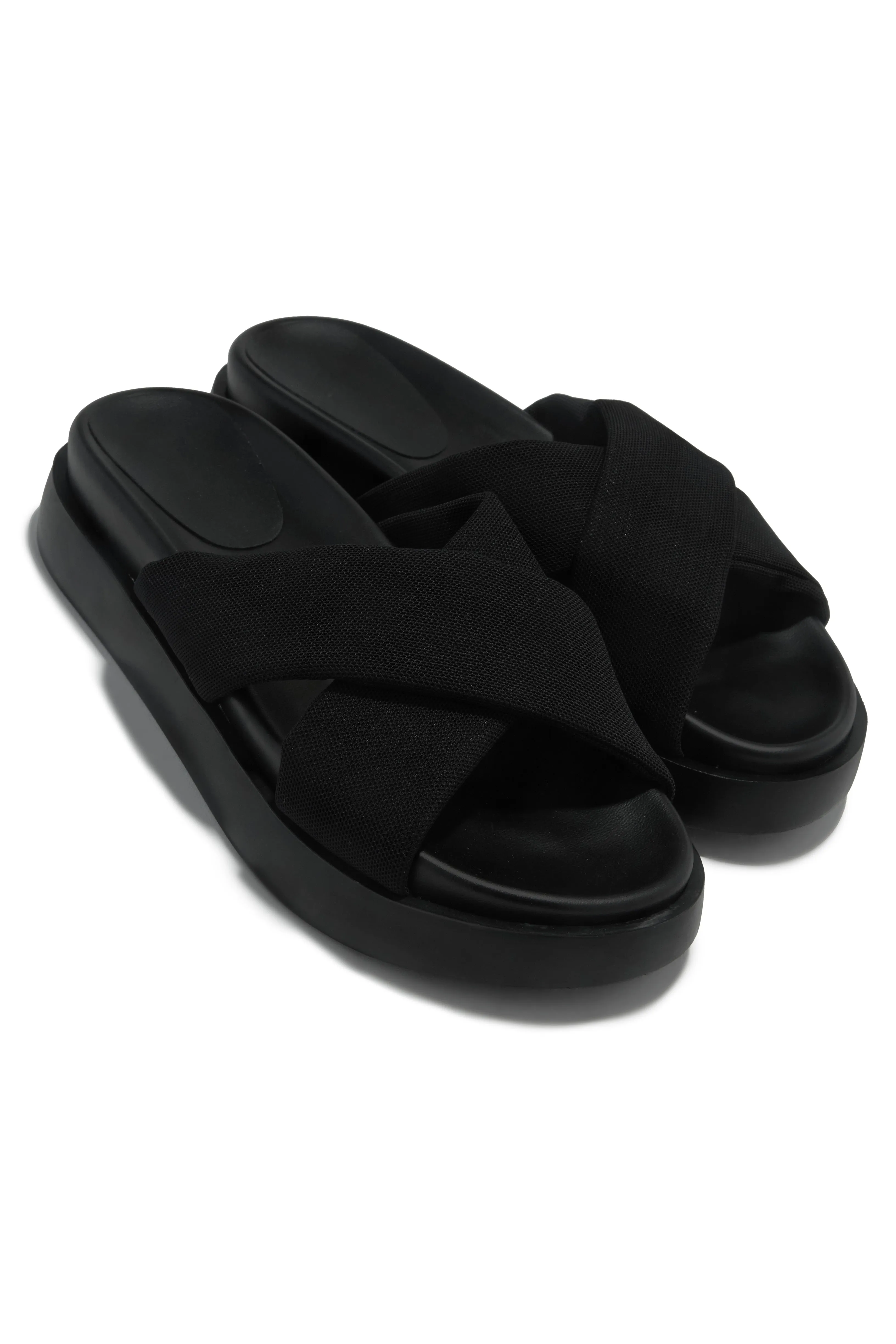 Vacay Babe Chunky Slip On Sandals - Black sold by Miss Lola