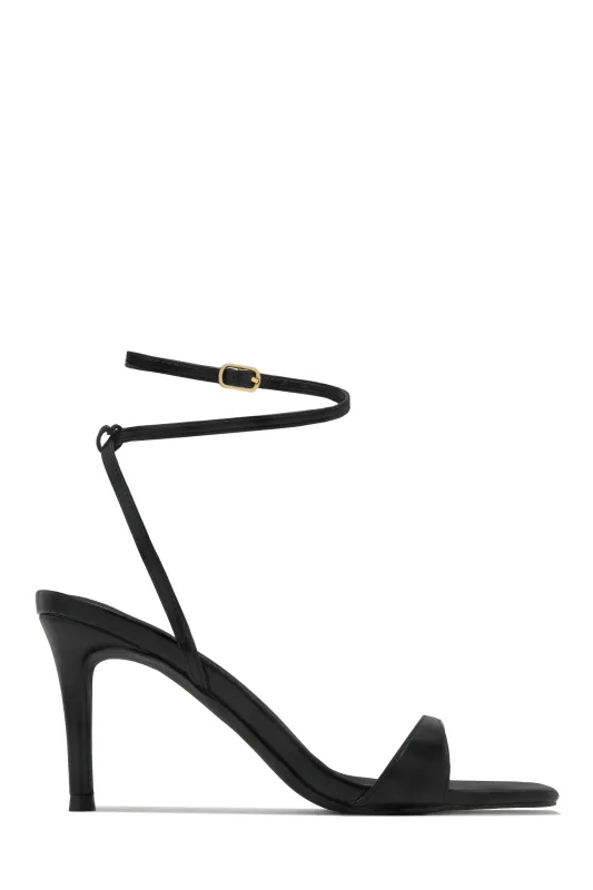 Viana Ankle Strap Mid Heels - Black sold by Miss Lola