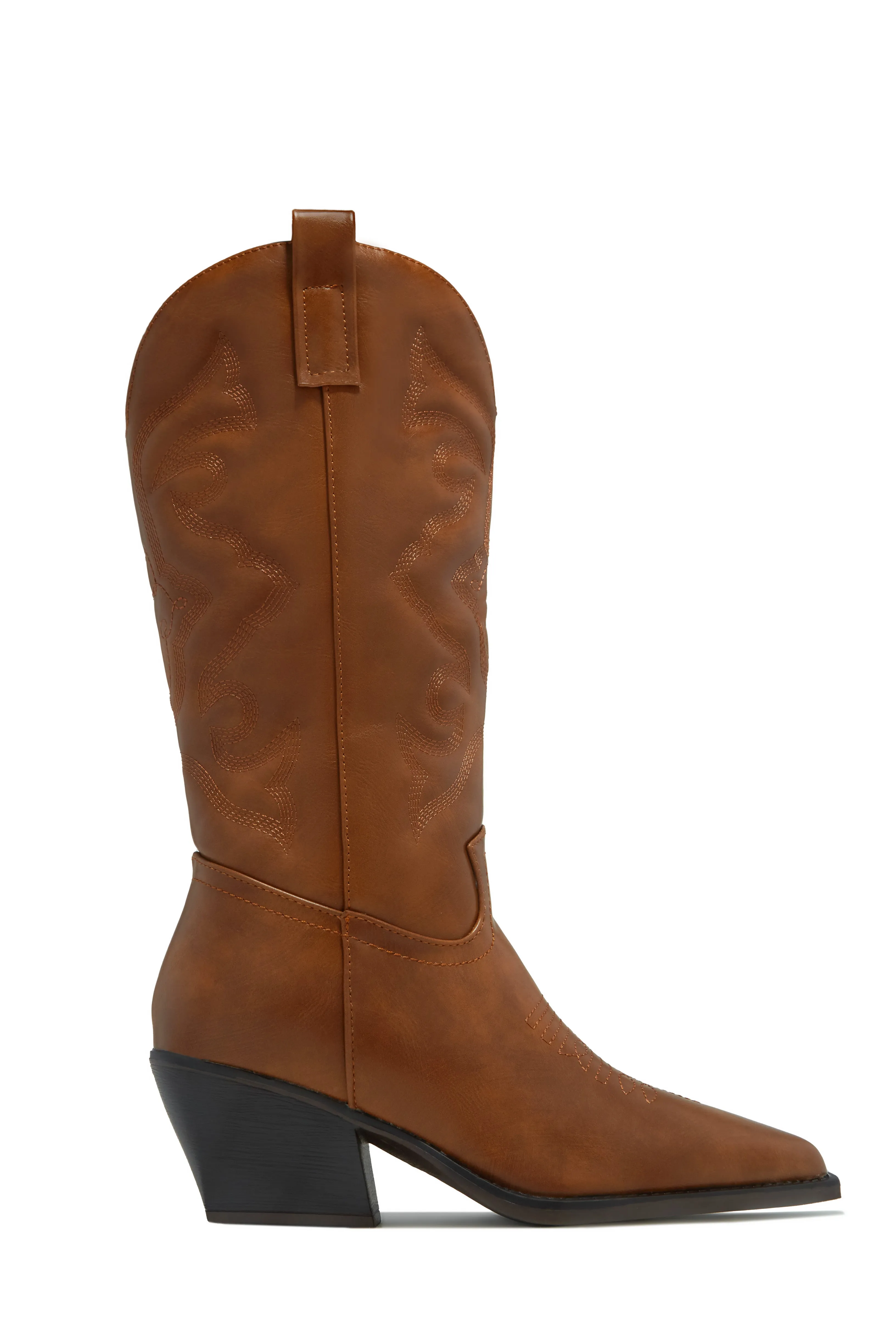 Festival Girl Cowgirl Boots - Tan PU sold by Miss Lola