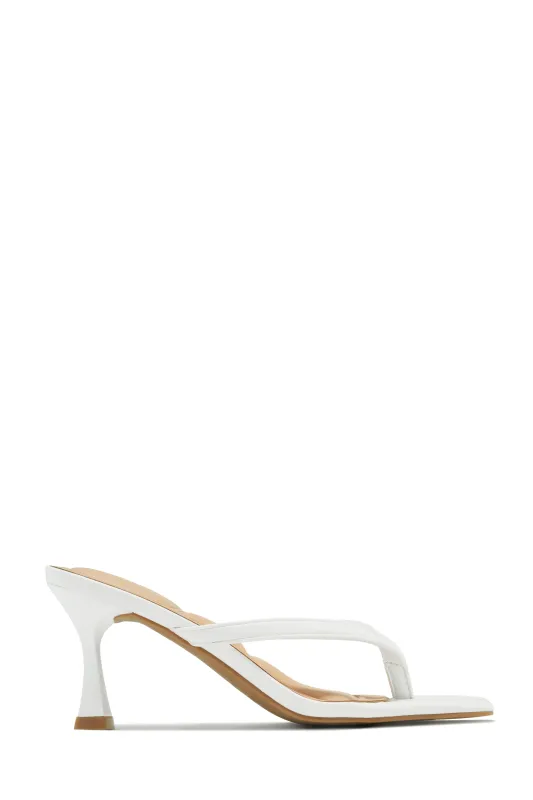 Angelie Mid Heel Mules - White sold by Miss Lola