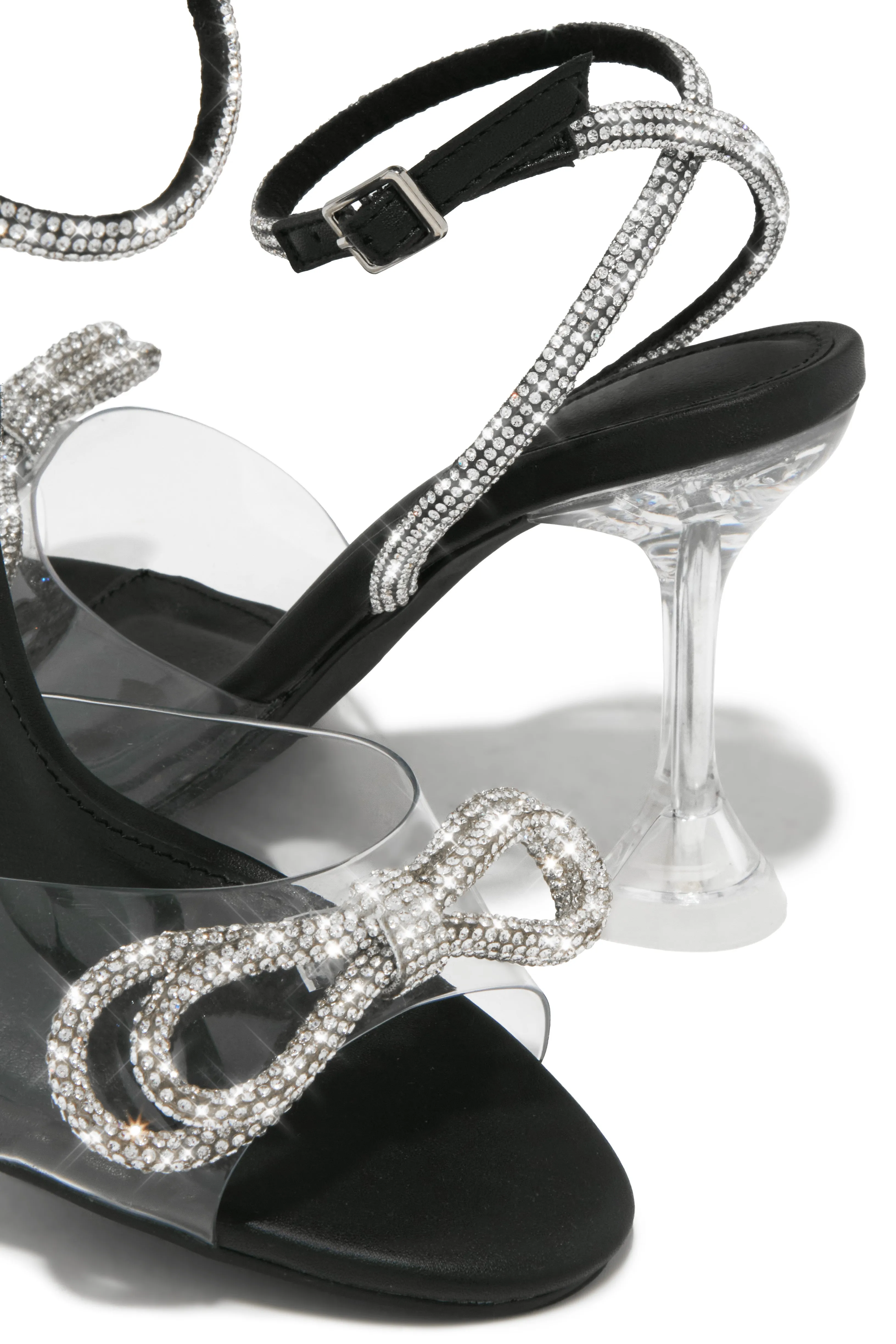 Priscilla Embellished Bow Strap Heels - Black sold by Miss Lola product image thumbnail 2