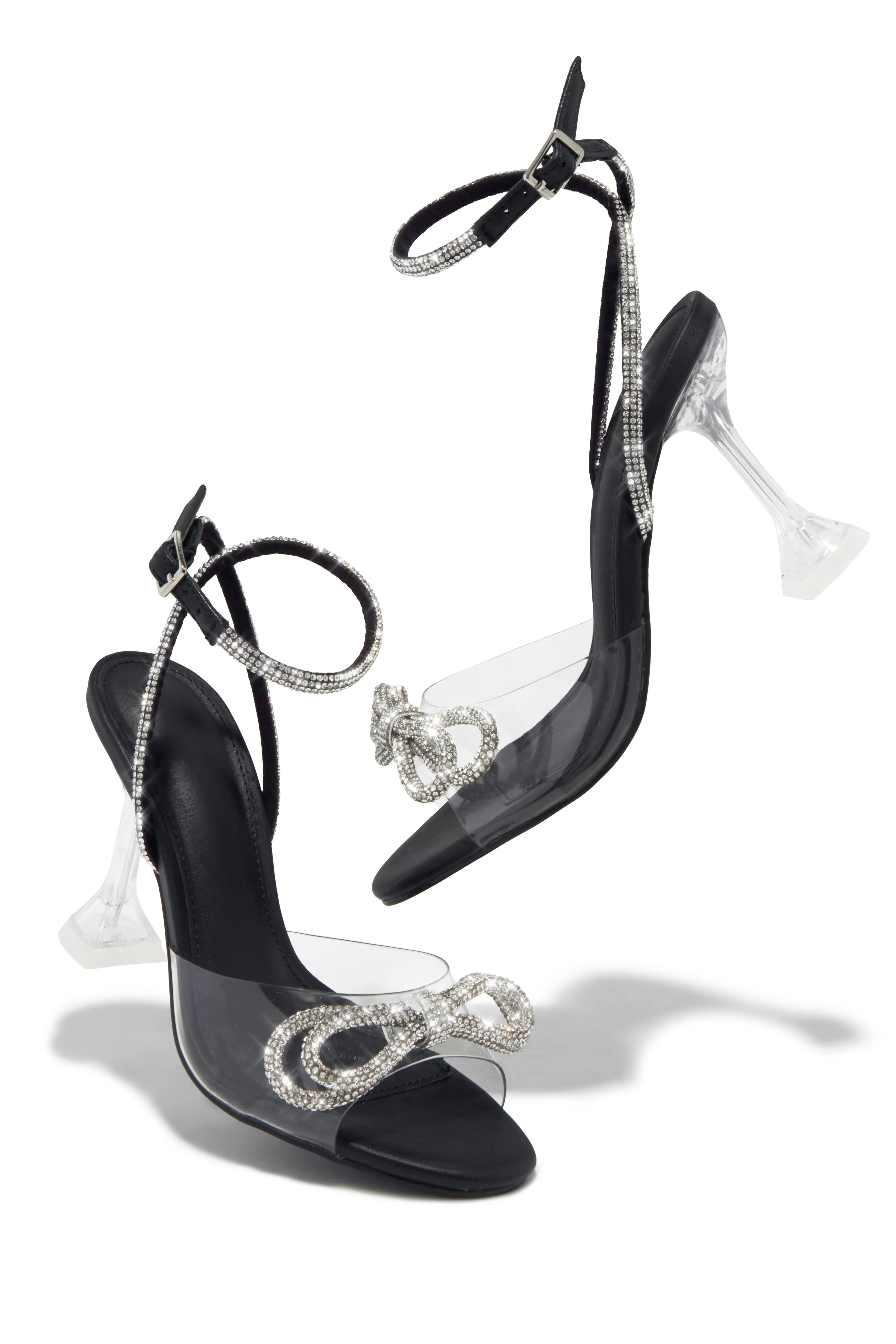 Priscilla Embellished Bow Strap Heels - Black sold by Miss Lola product image thumbnail 3