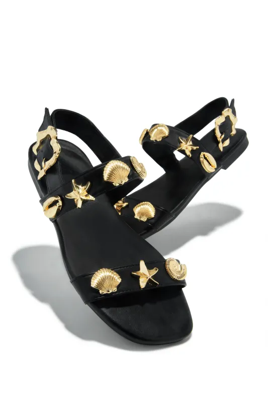 Sea Shore Flat Sandals - Black sold by Miss Lola