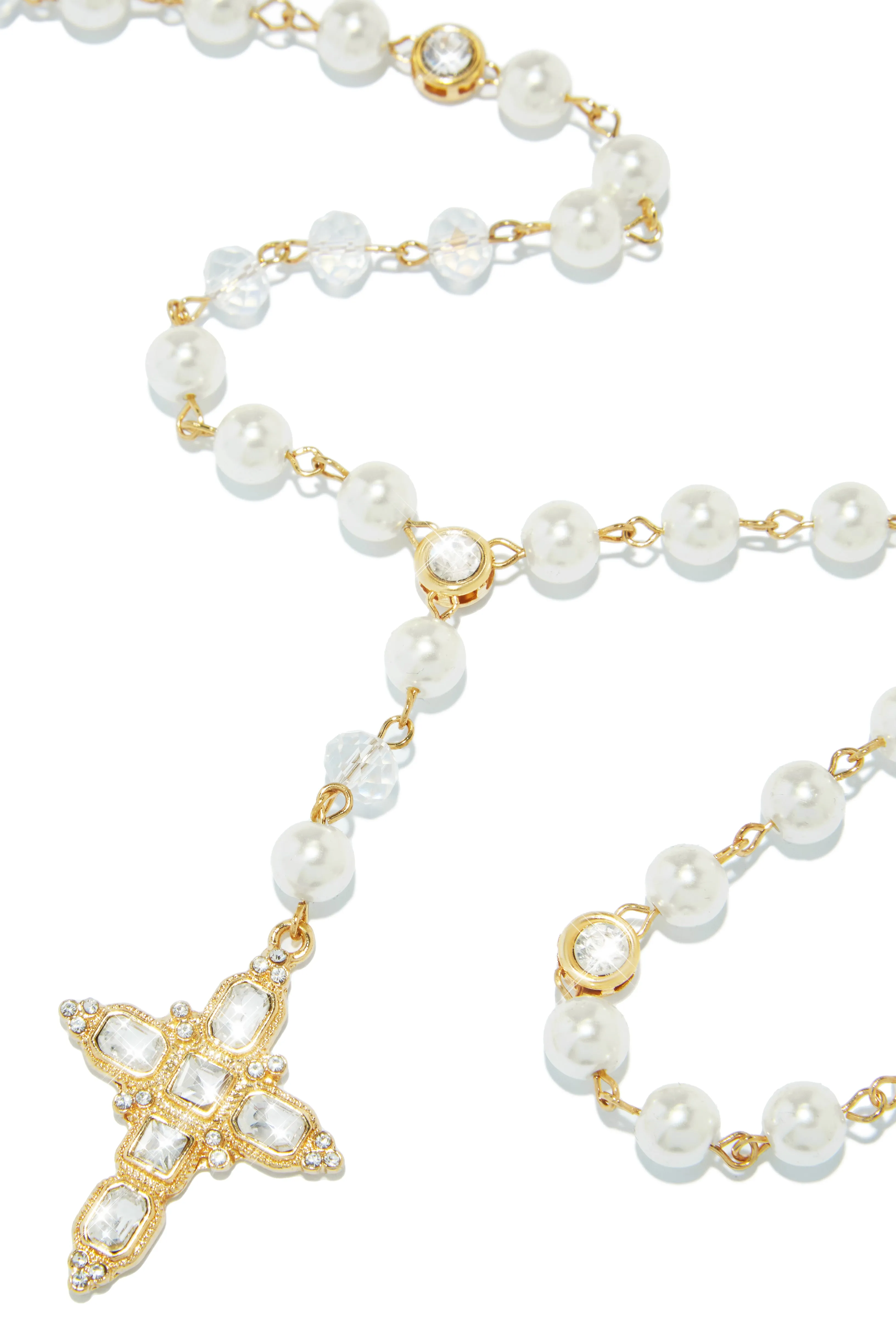 Alicia Embellished Cross Necklace - Gold sold by Miss Lola