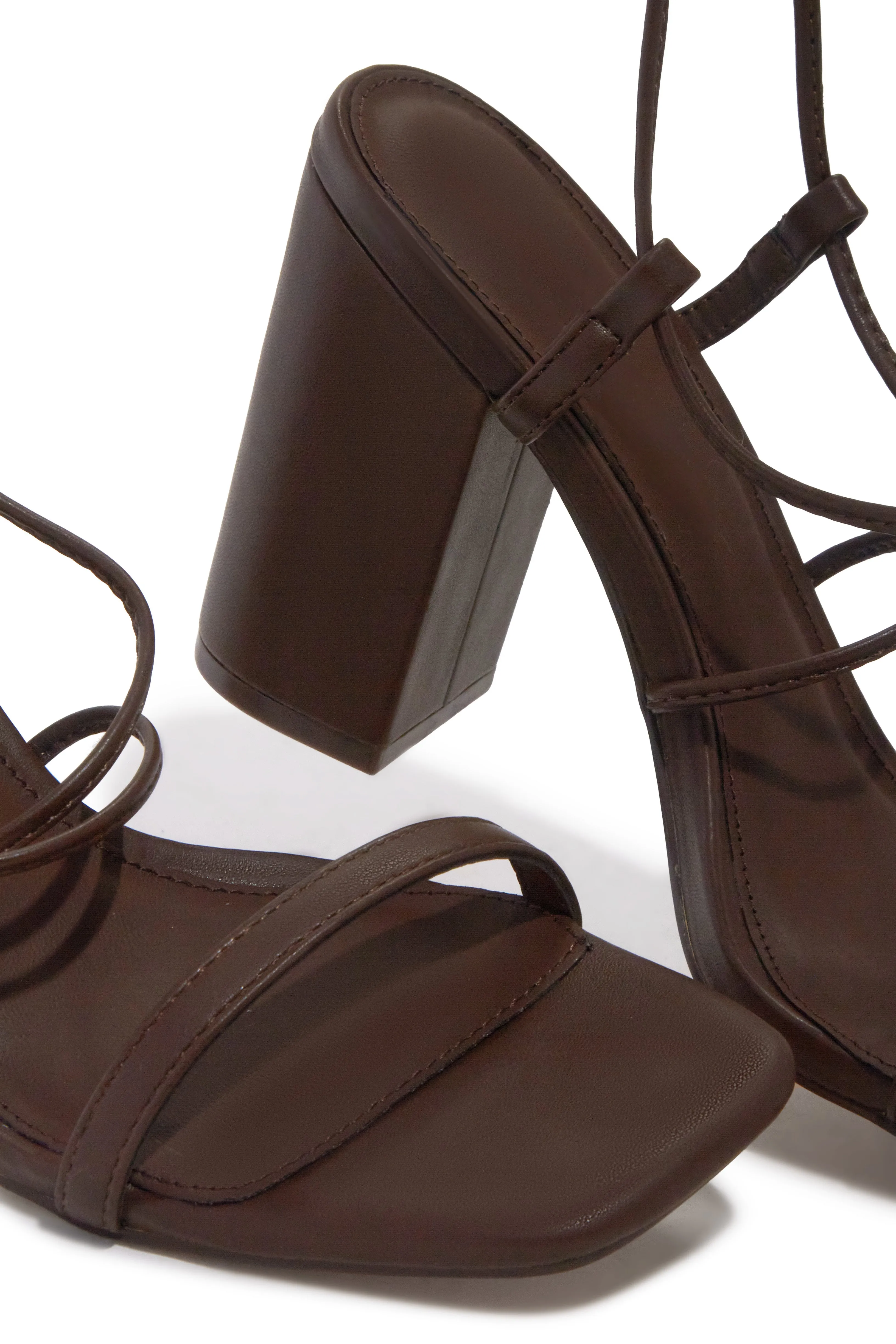 Aria Lace Up Block Heels - Brown sold by Miss Lola product image thumbnail 2