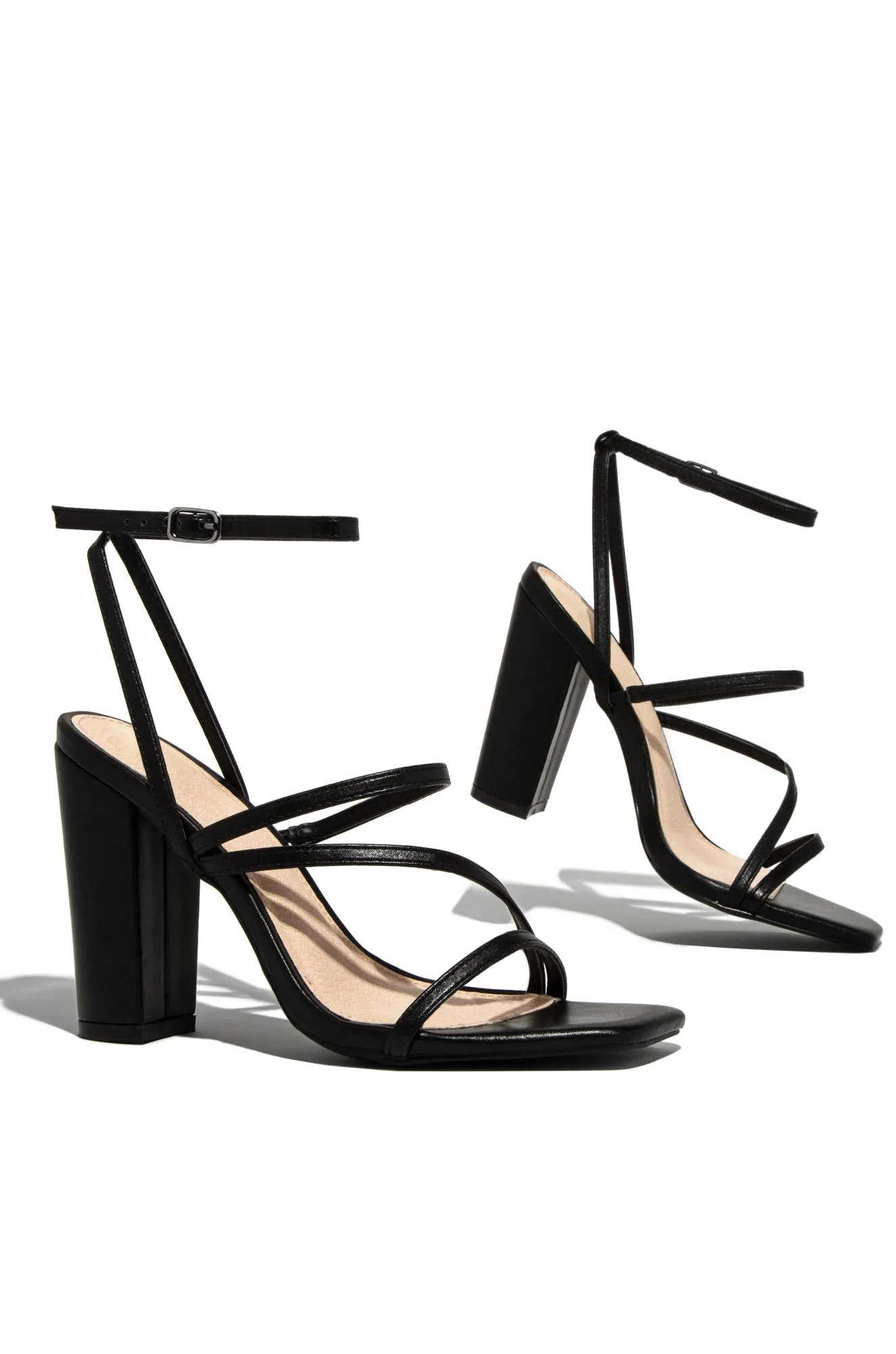 Saturday Night Strappy Block Heels - Black sold by Miss Lola product image thumbnail 3