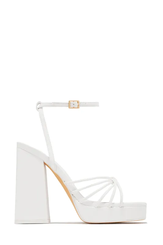 Lelia Platform Block Heels - White sold by Miss Lola