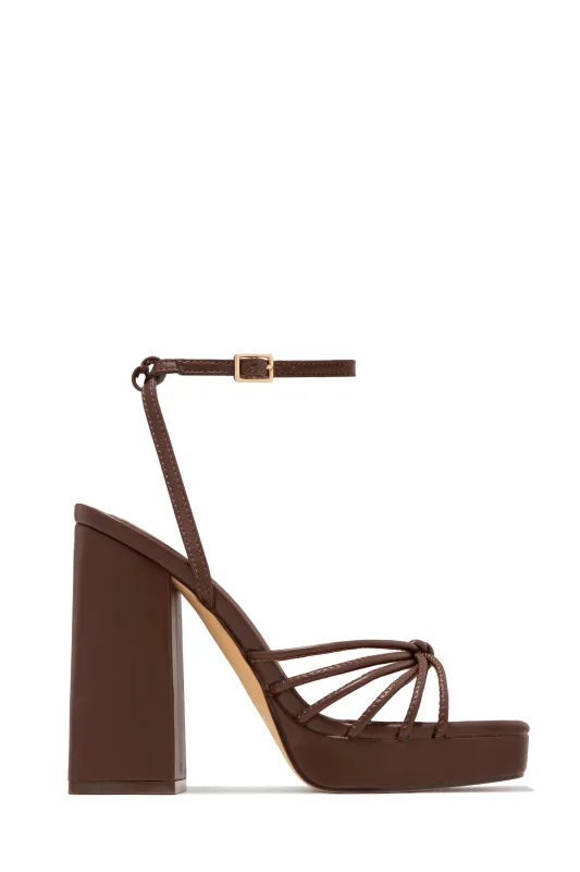Lelia Platform Block Heels - Brown sold by Miss Lola