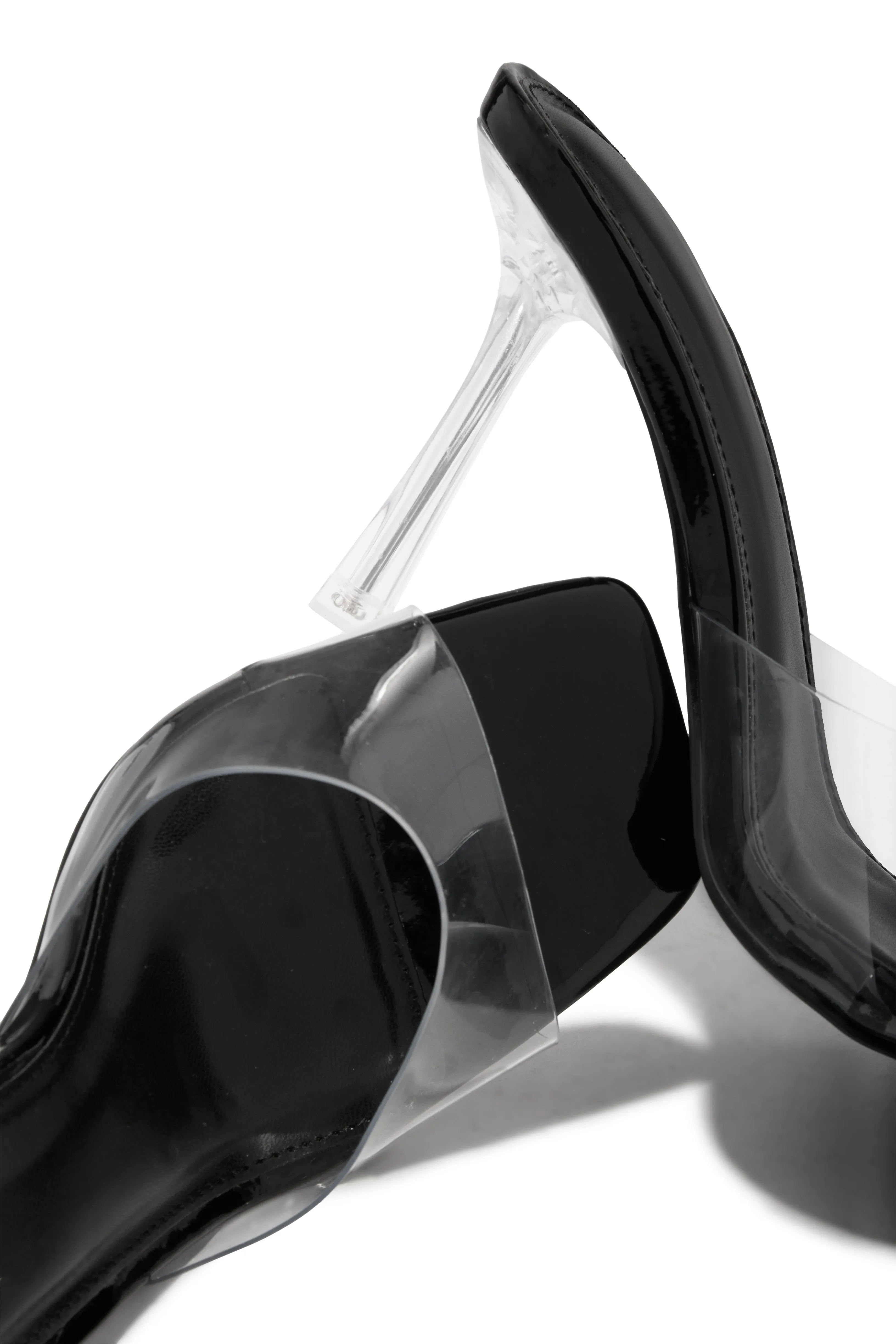 Kendal Clear Strap Mid Heel Mules - Black sold by Miss Lola product image thumbnail 2