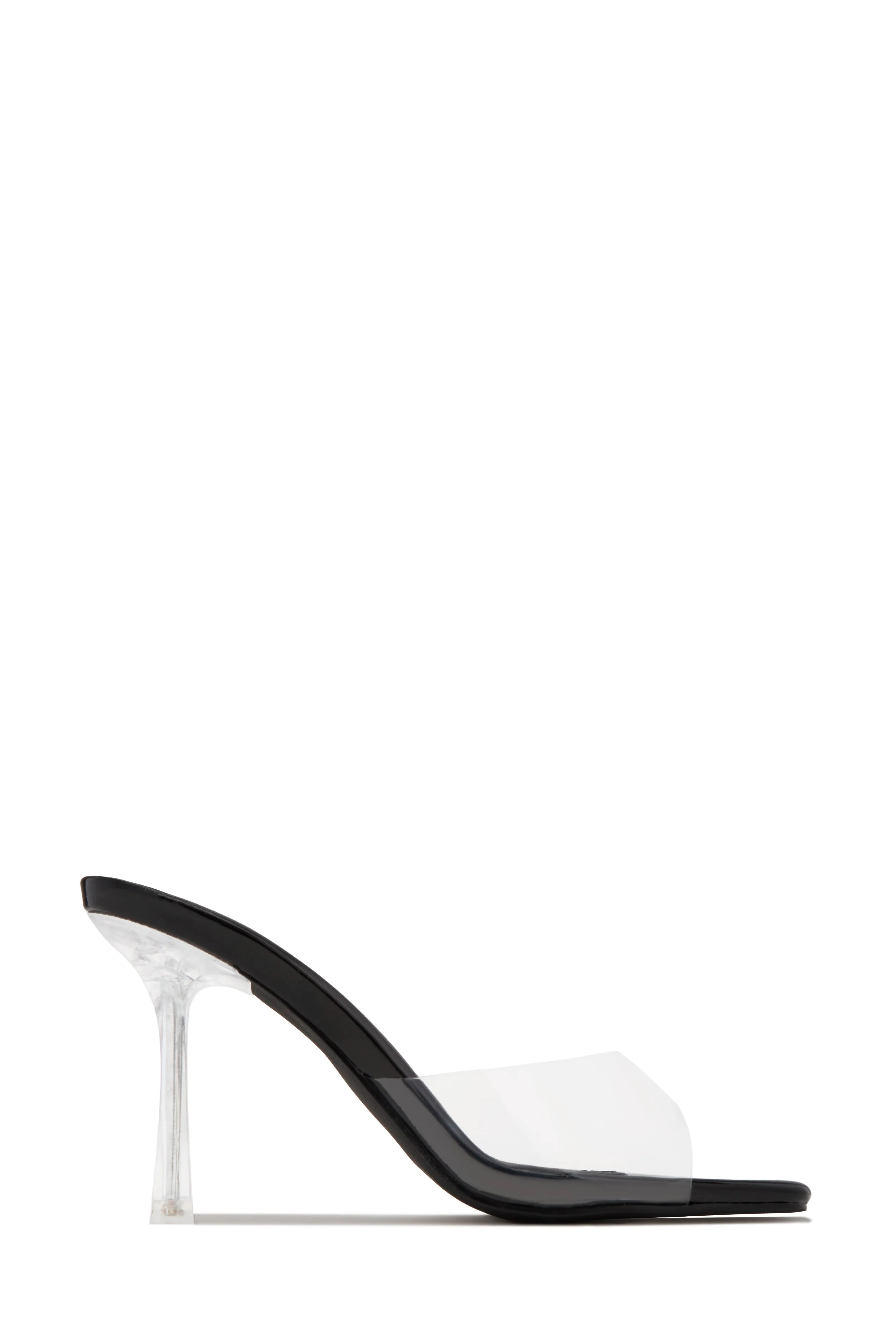 Kendal Clear Strap Mid Heel Mules - Black sold by Miss Lola product image thumbnail 4