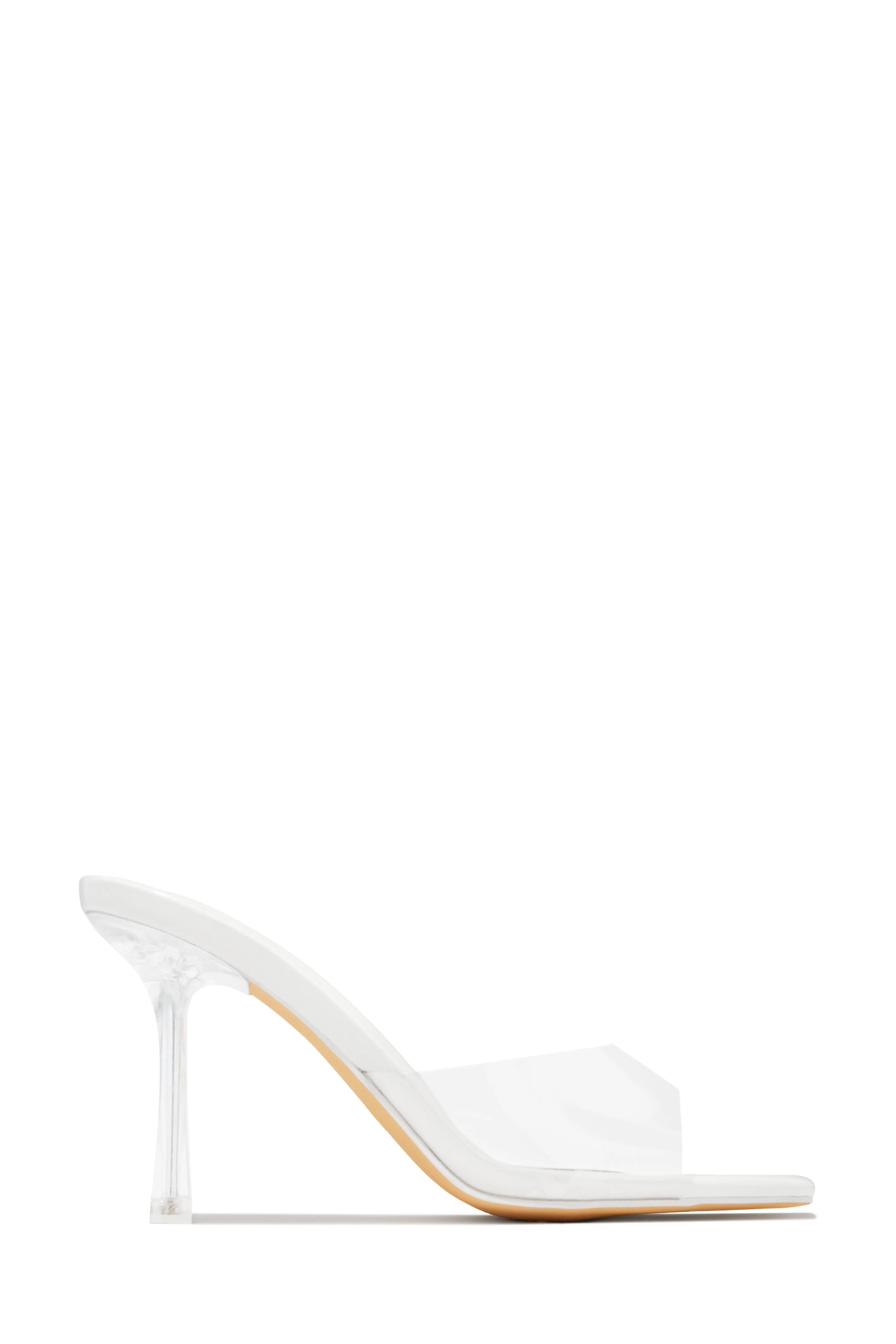 Kendal Clear Strap Mid Heel Mules - White sold by Miss Lola product image thumbnail 5