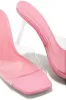 Kendal Clear Strap Mid Heel Mules - Pink sold by Miss Lola