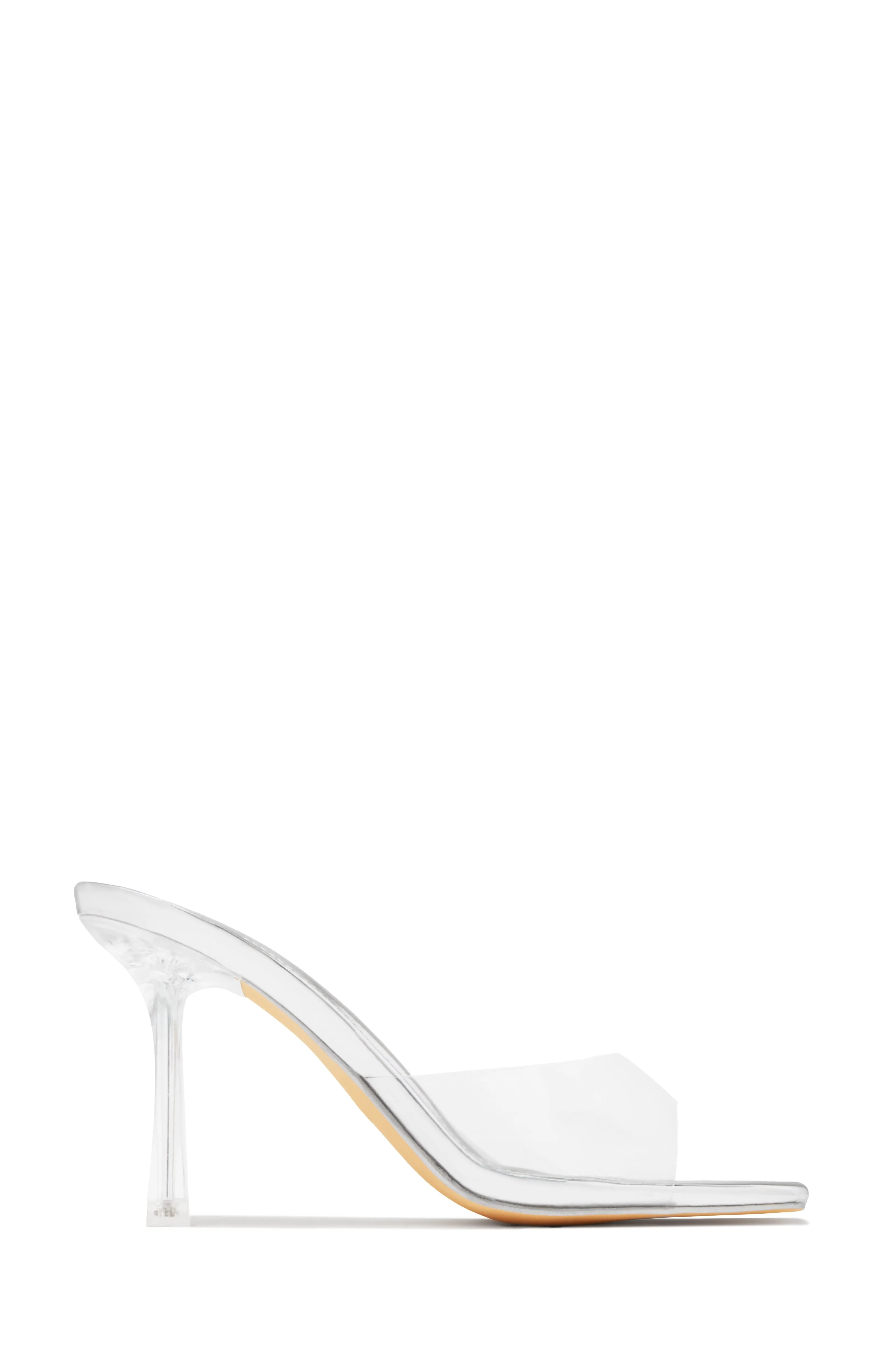 Kendal Clear Strap Mid Heel Mules - Silver sold by Miss Lola product image thumbnail 4