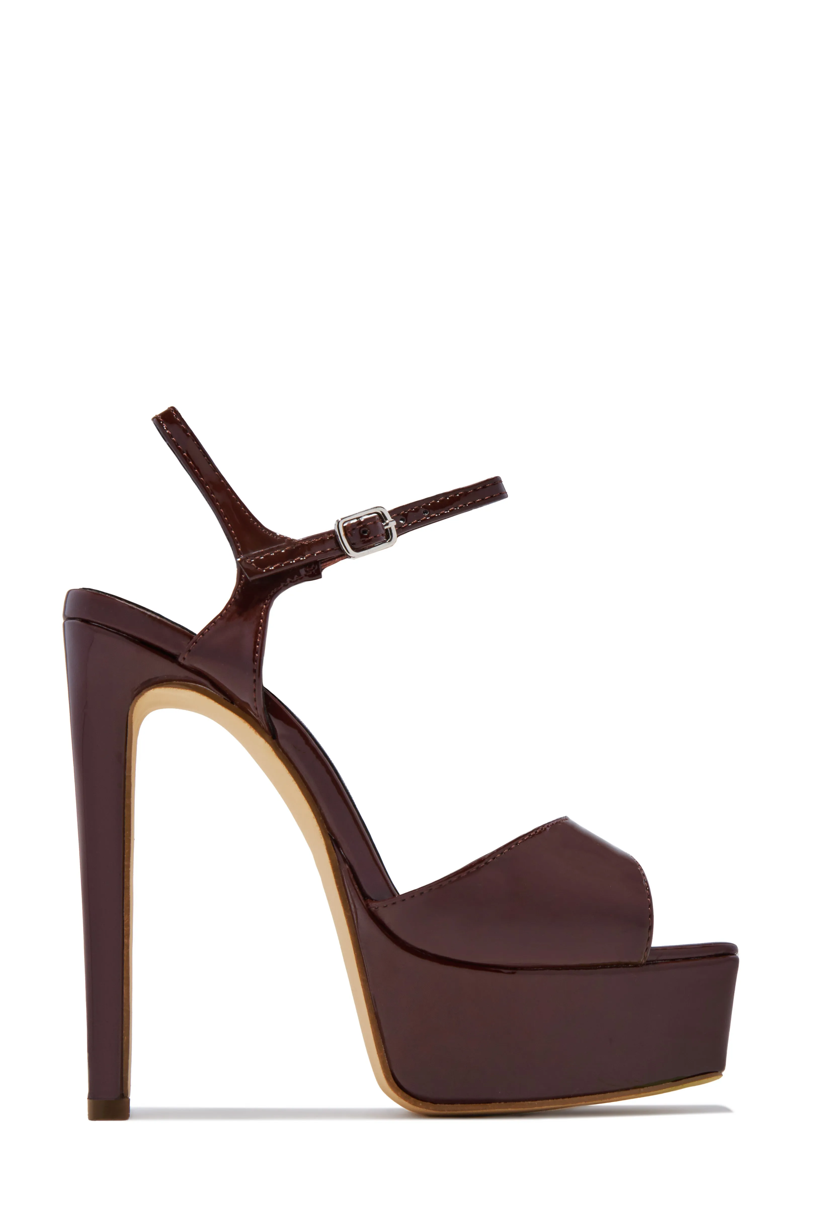 Bombshell Strut Platform High Heels - Brown sold by Miss Lola