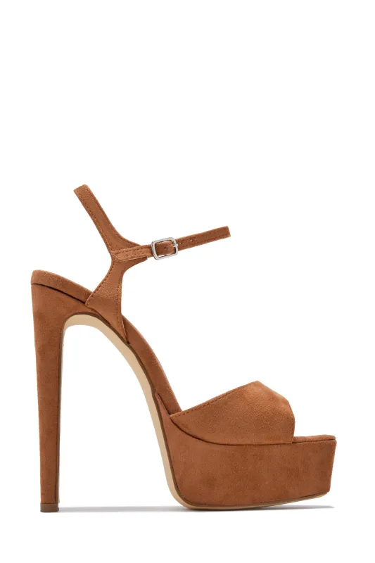 Bombshell Strut Platform High Heels - Camel sold by Miss Lola