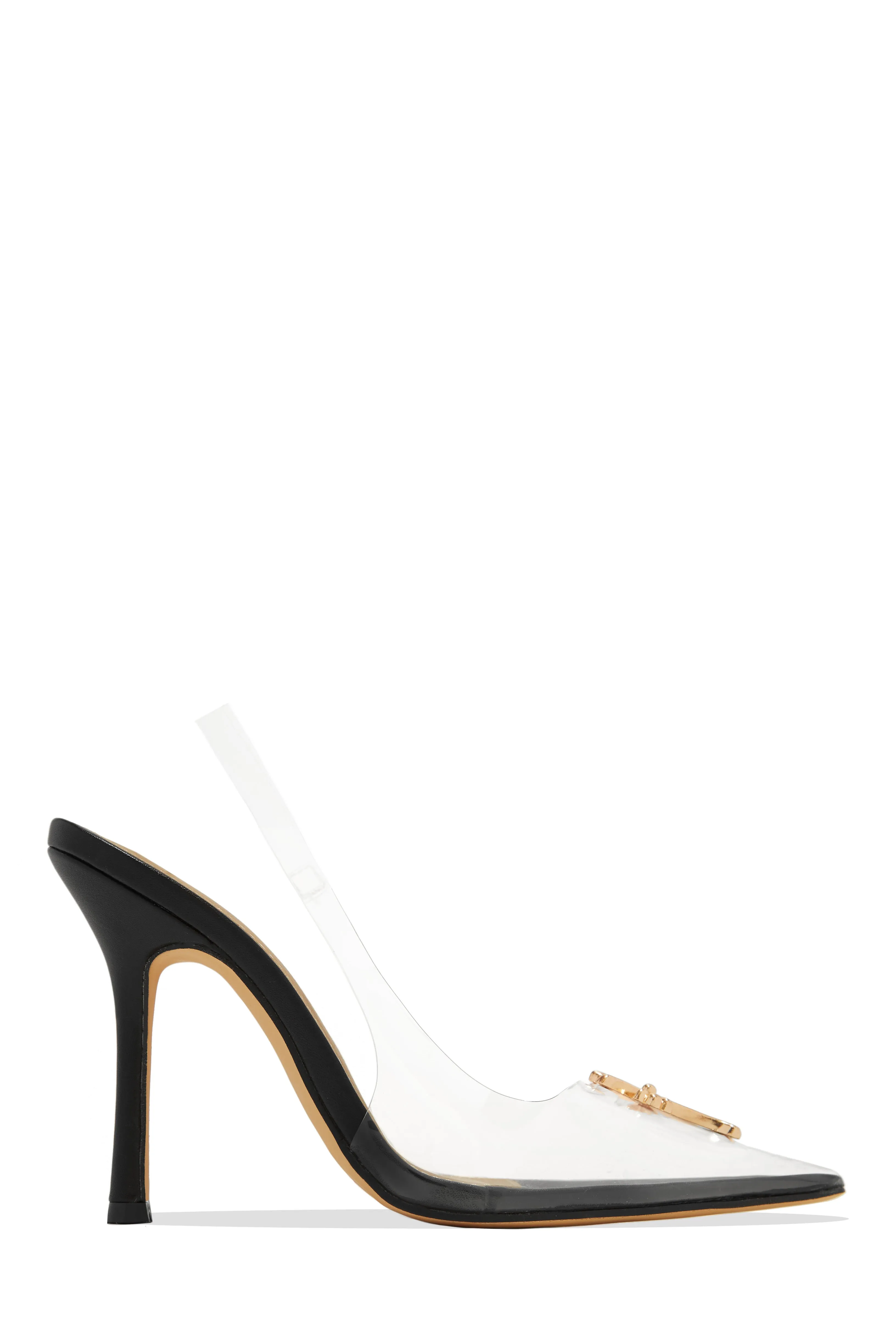 Rosabel Slingback Clear Heel Pumps - Black sold by Miss Lola product image thumbnail 5