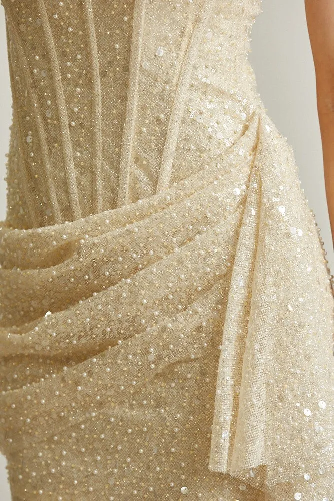 Birthday Showers Strapless Sequin Mini Dress - Cream sold by Miss Lola product image thumbnail 3