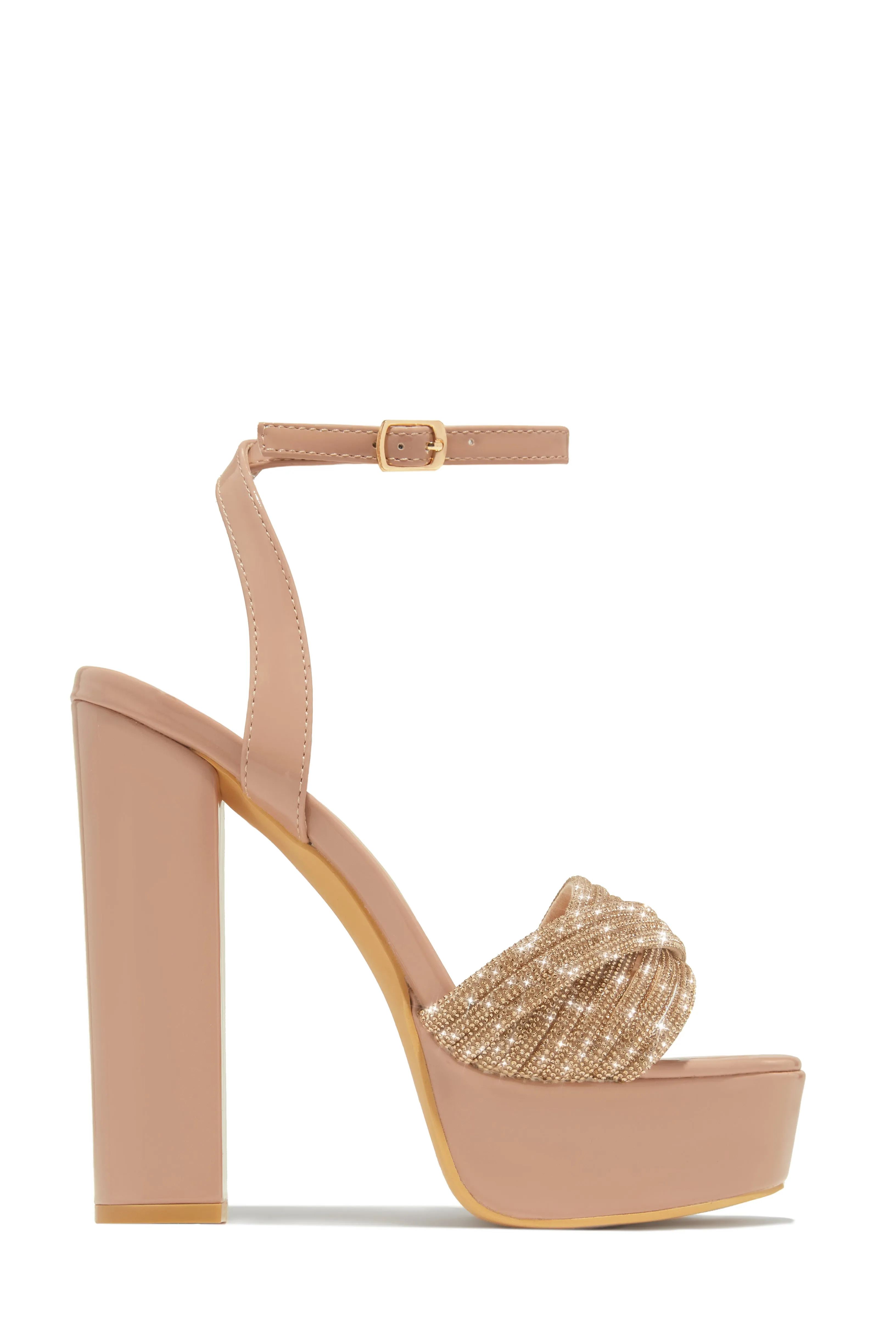 Arianna Embellished Platform Block Heels - Nude sold by Miss Lola product image thumbnail 5