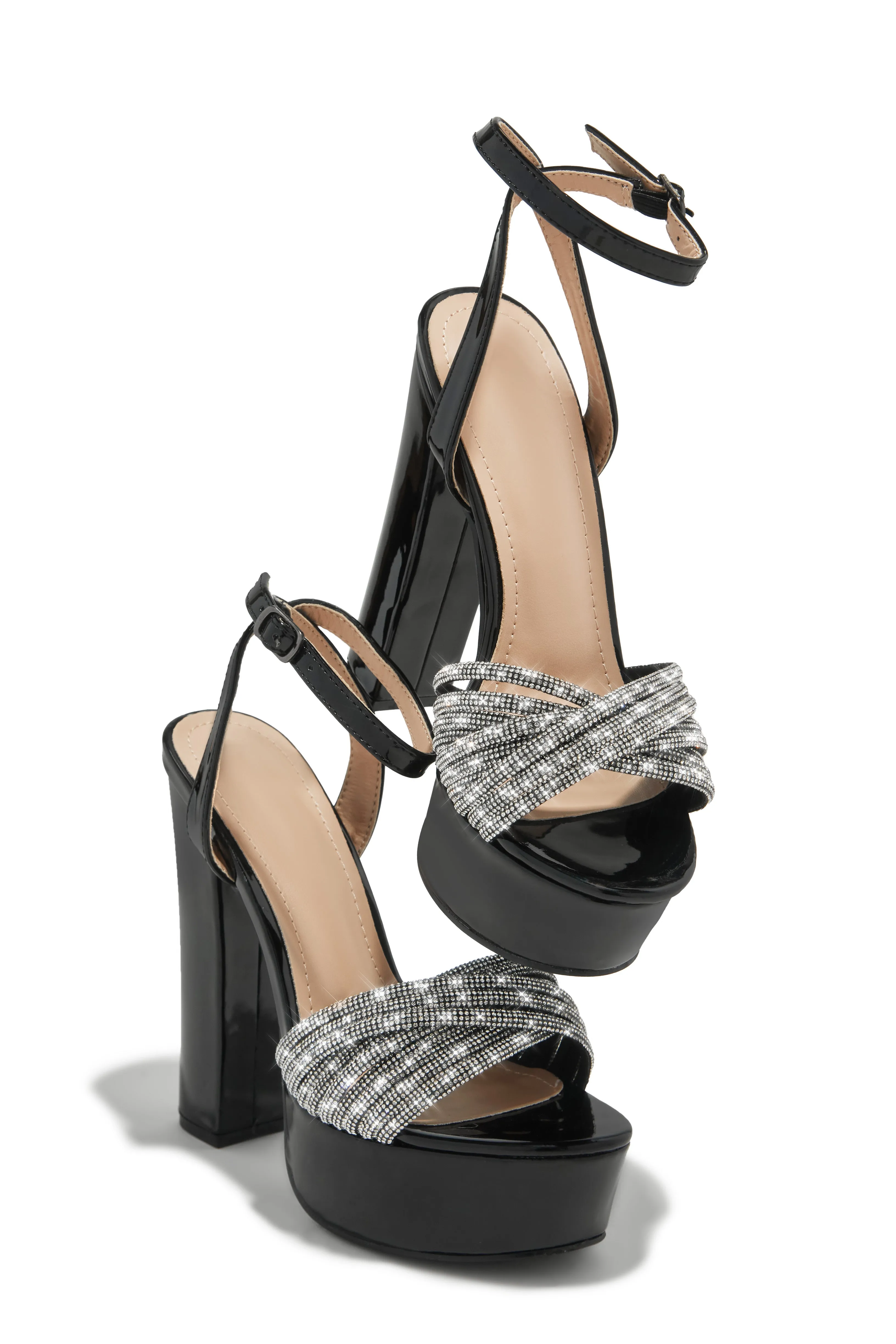 Arianna Embellished Platform Block Heels - Black sold by Miss Lola product image thumbnail 2