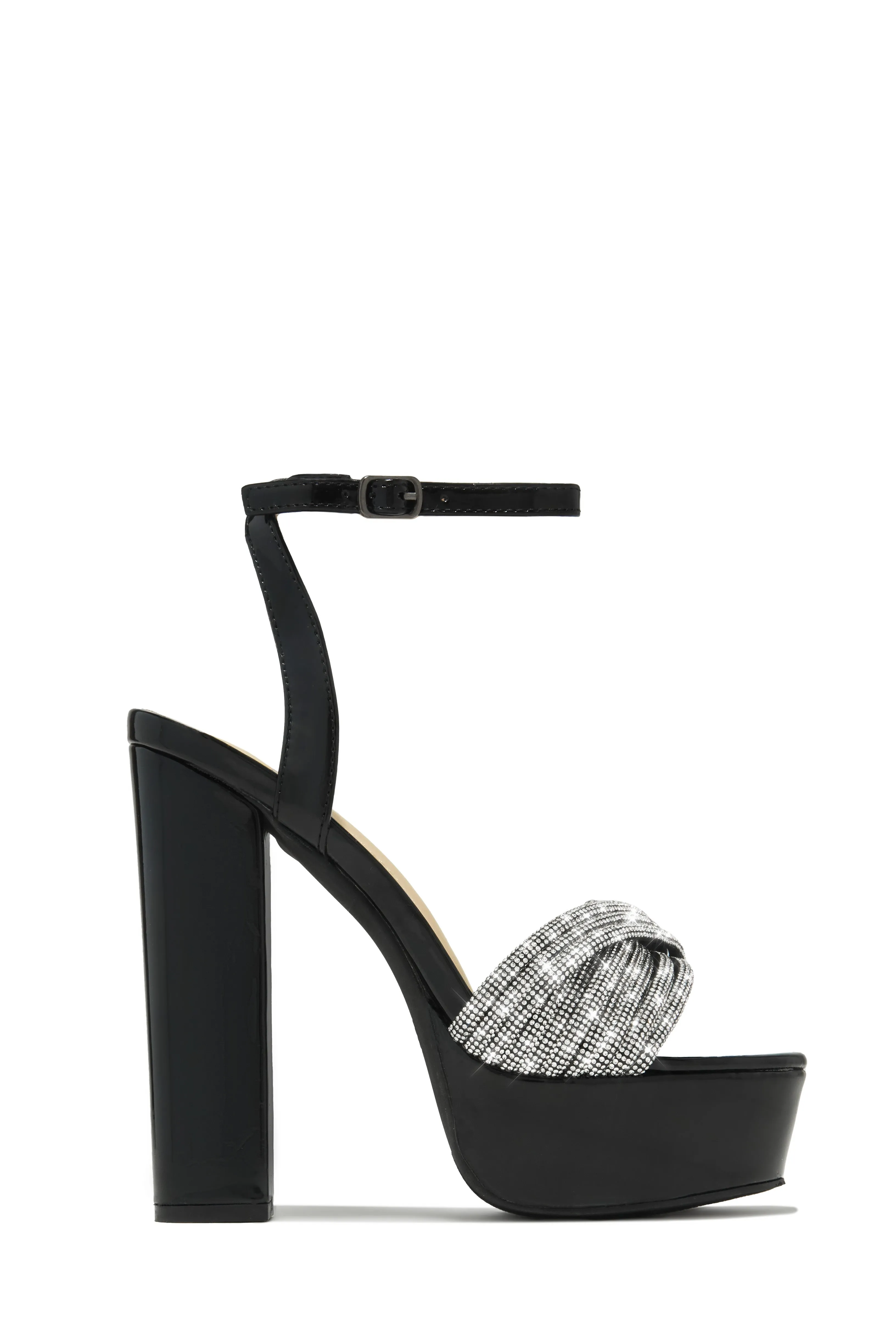 Arianna Embellished Platform Block Heels - Black sold by Miss Lola product image thumbnail 5