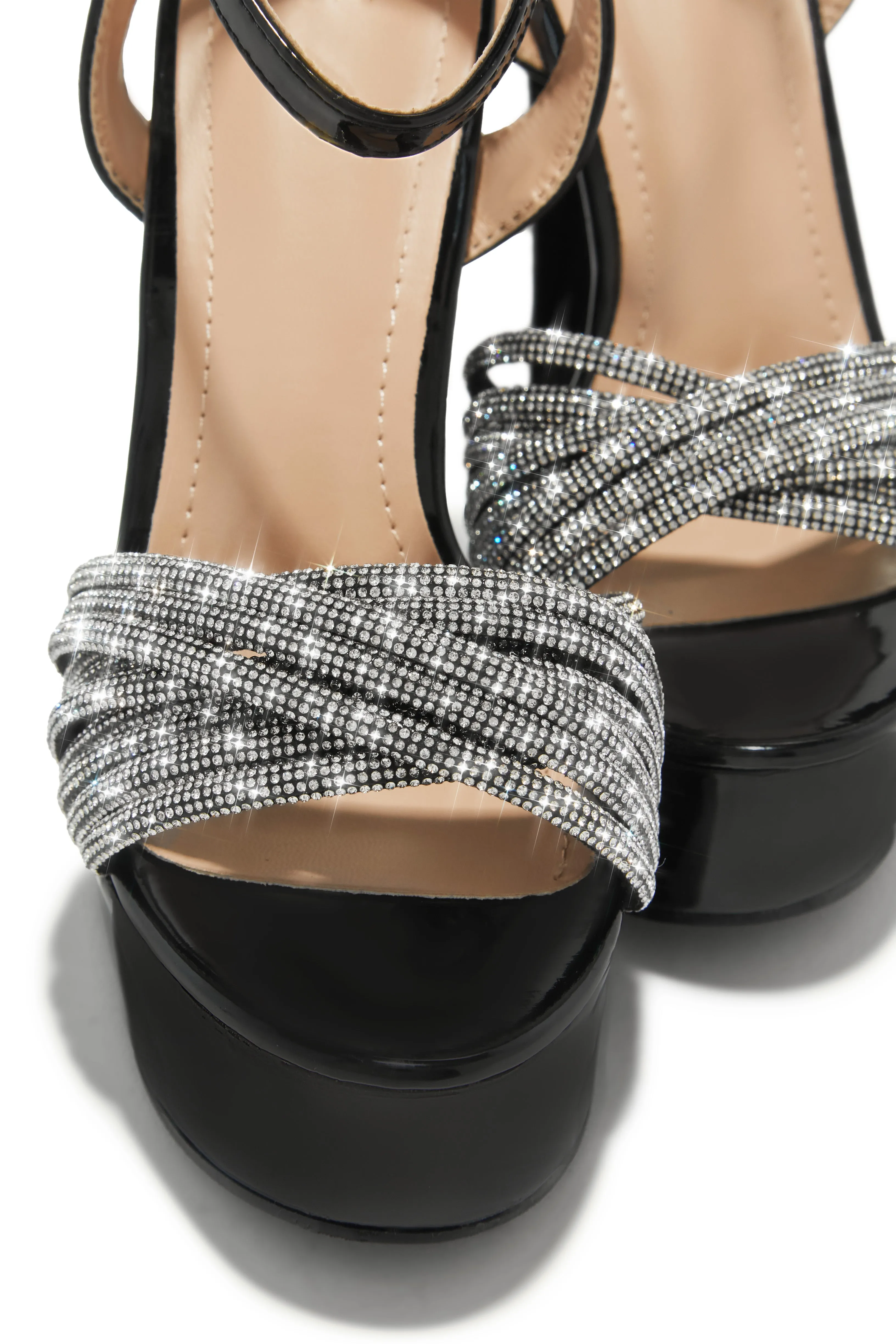 Arianna Embellished Platform Block Heels - Black sold by Miss Lola product image thumbnail 3