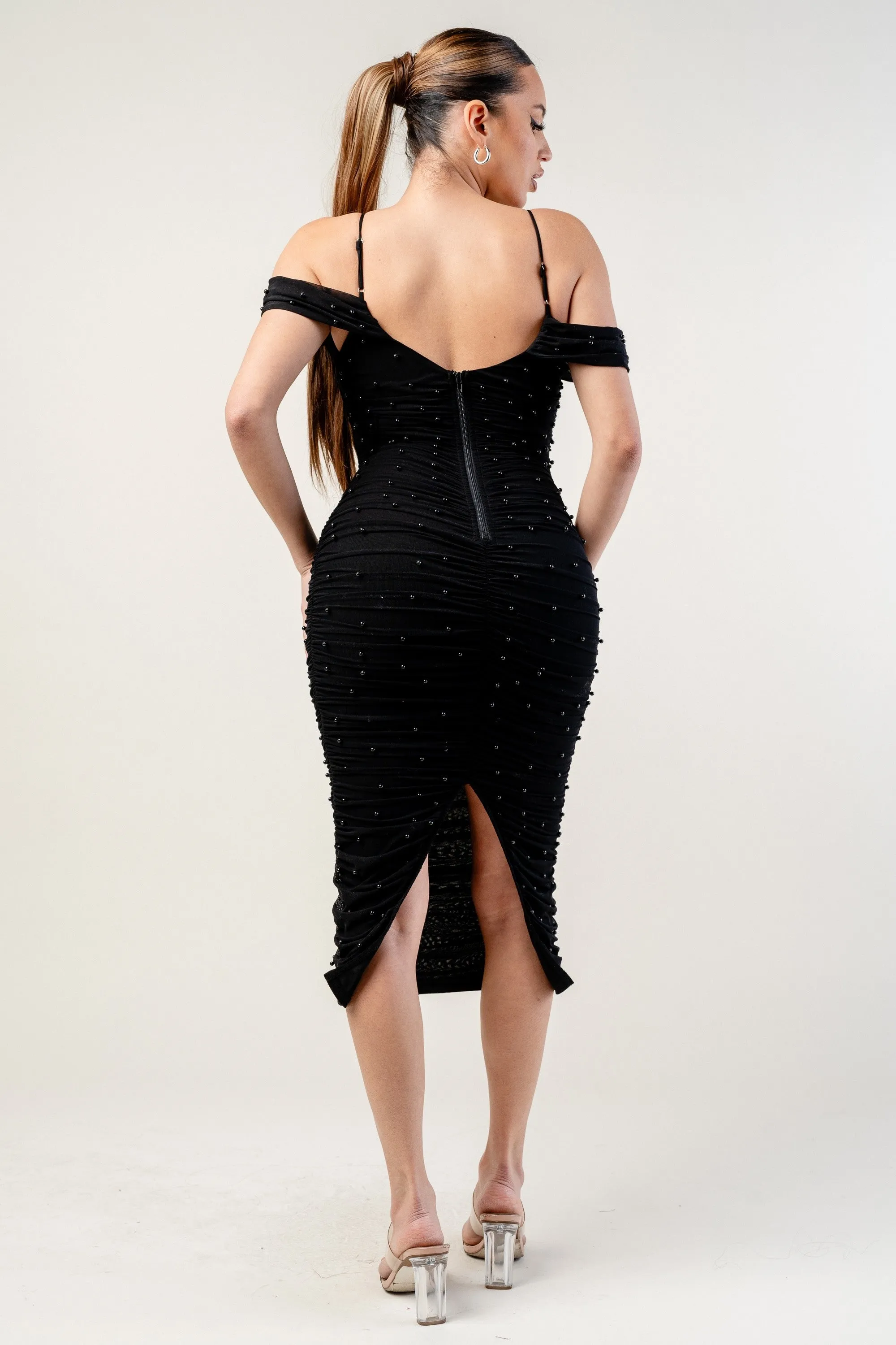 Eviana Off The Shoulder Midi Dress - Black sold by Miss Lola product image thumbnail 2