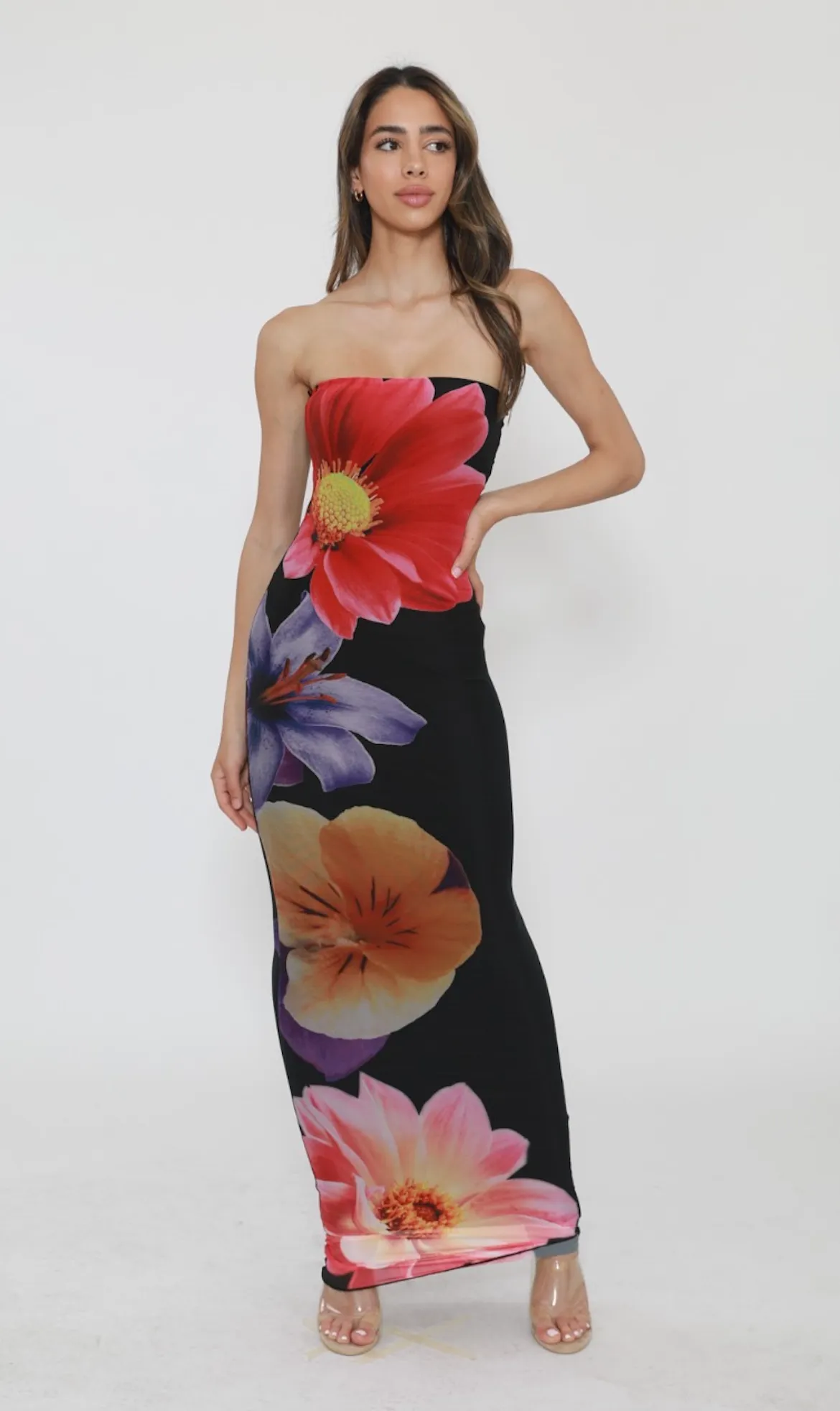 Betty Strapless Maxi Dress - Floral sold by Miss Lola