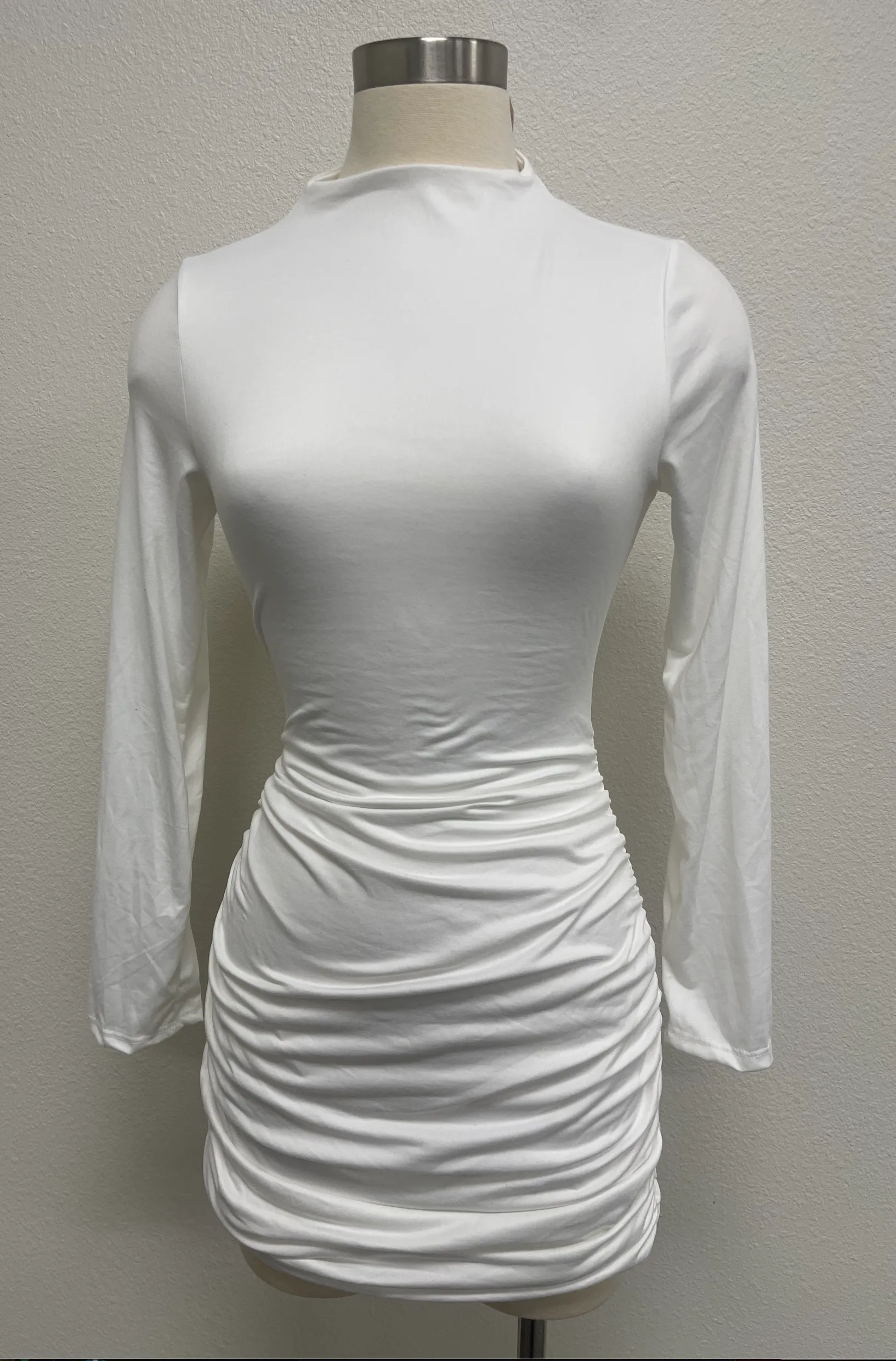 Alexis Long Sleeve Mini Dress - White sold by Miss Lola