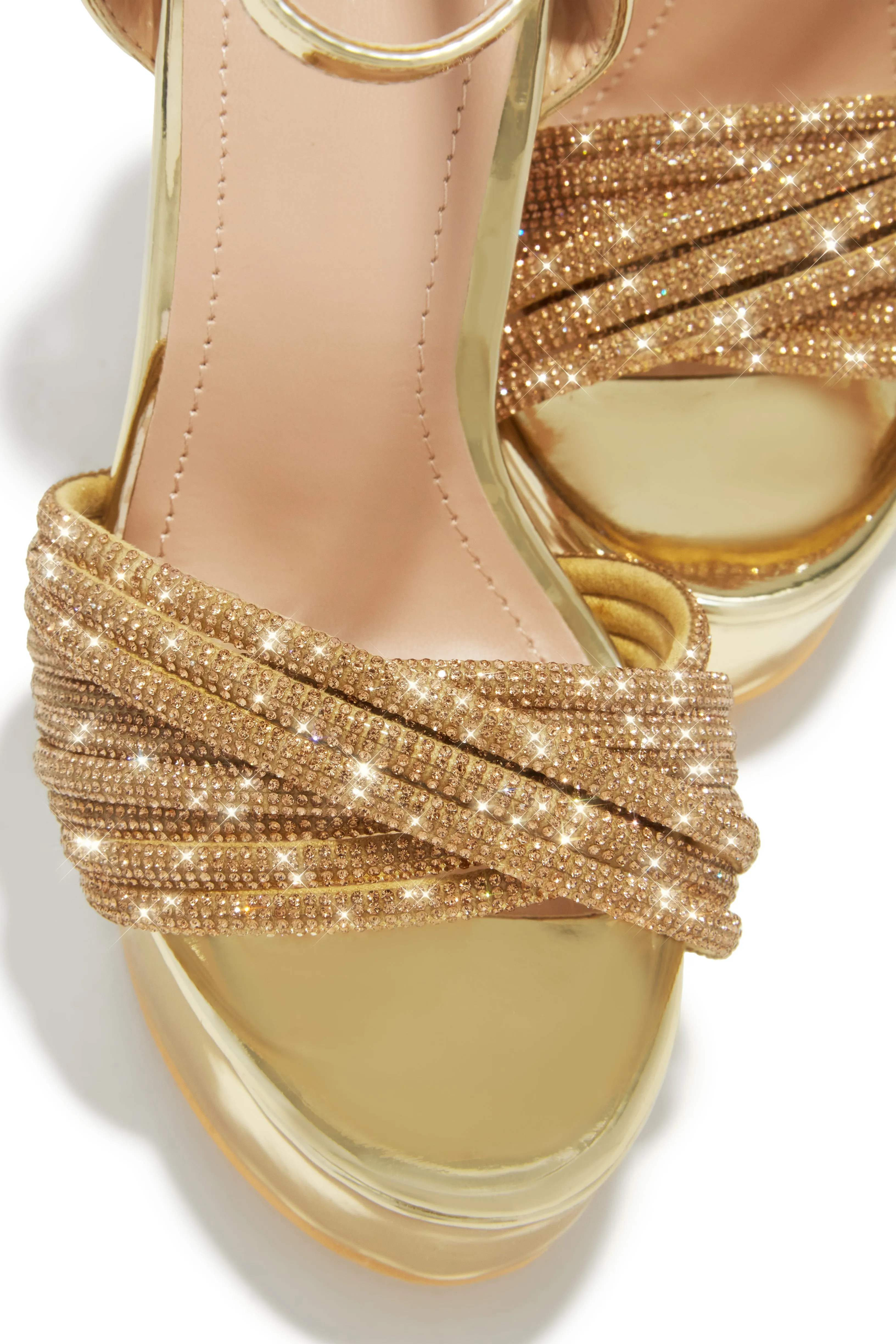 Arianna Embellished Platform Block Heels - Gold sold by Miss Lola product image thumbnail 3