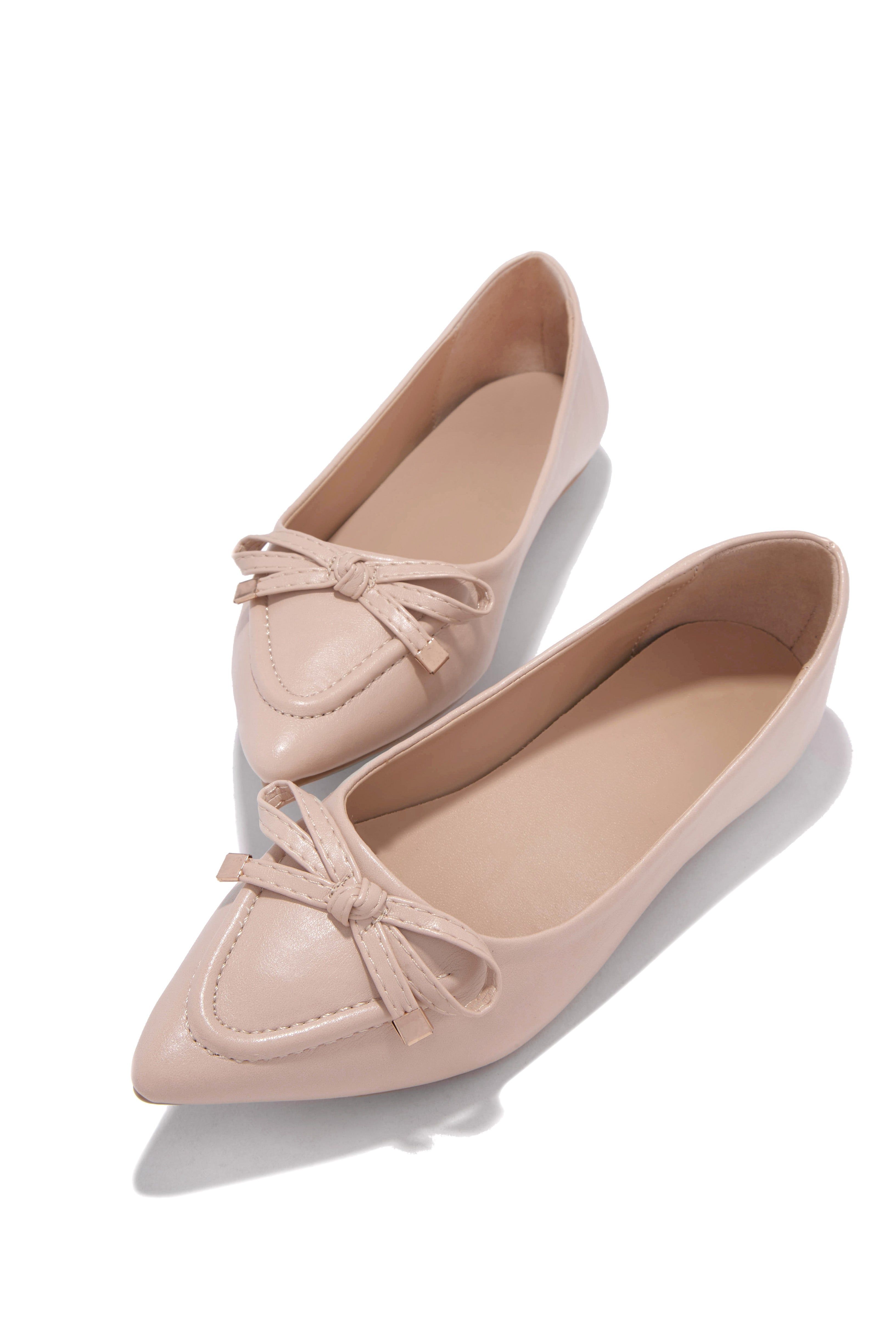 Boss Lady Closed Pointed Toe Flats - Nude sold by Miss Lola
