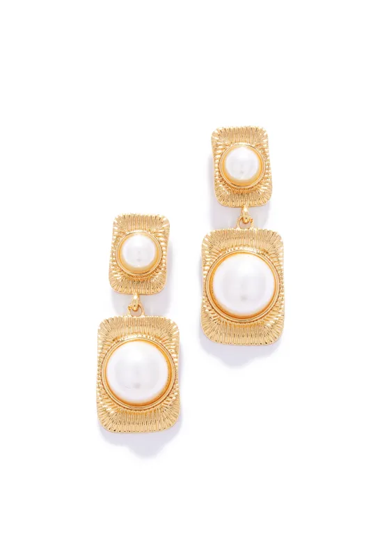 Clarissa Statement Dangle Earring - Gold White sold by Miss Lola
