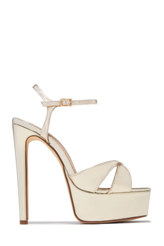 Hot Bombshell Platform High Heels - Gold sold by Miss Lola