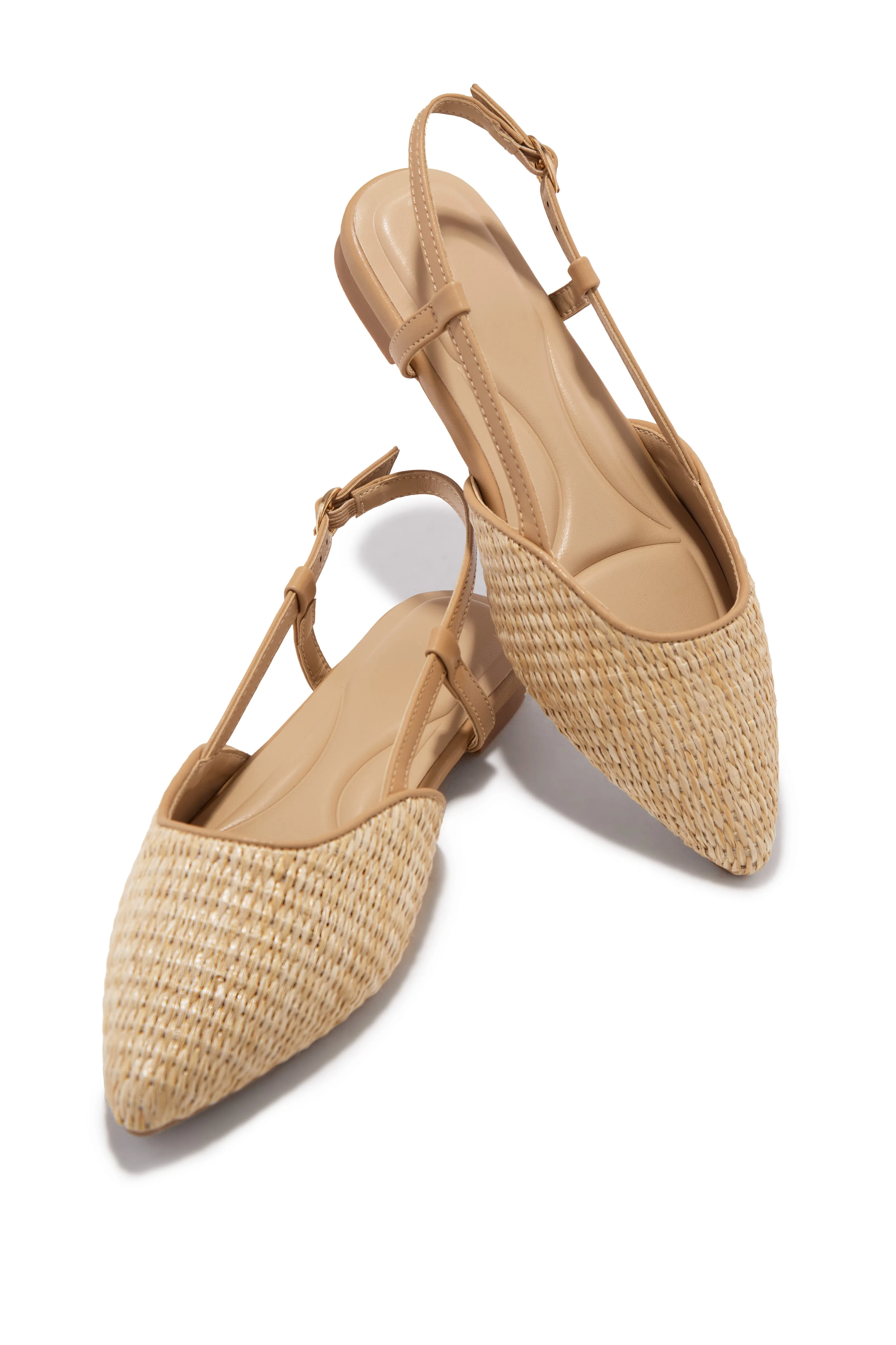Serena Pointed Toe Slingback Flats - Natural sold by Miss Lola