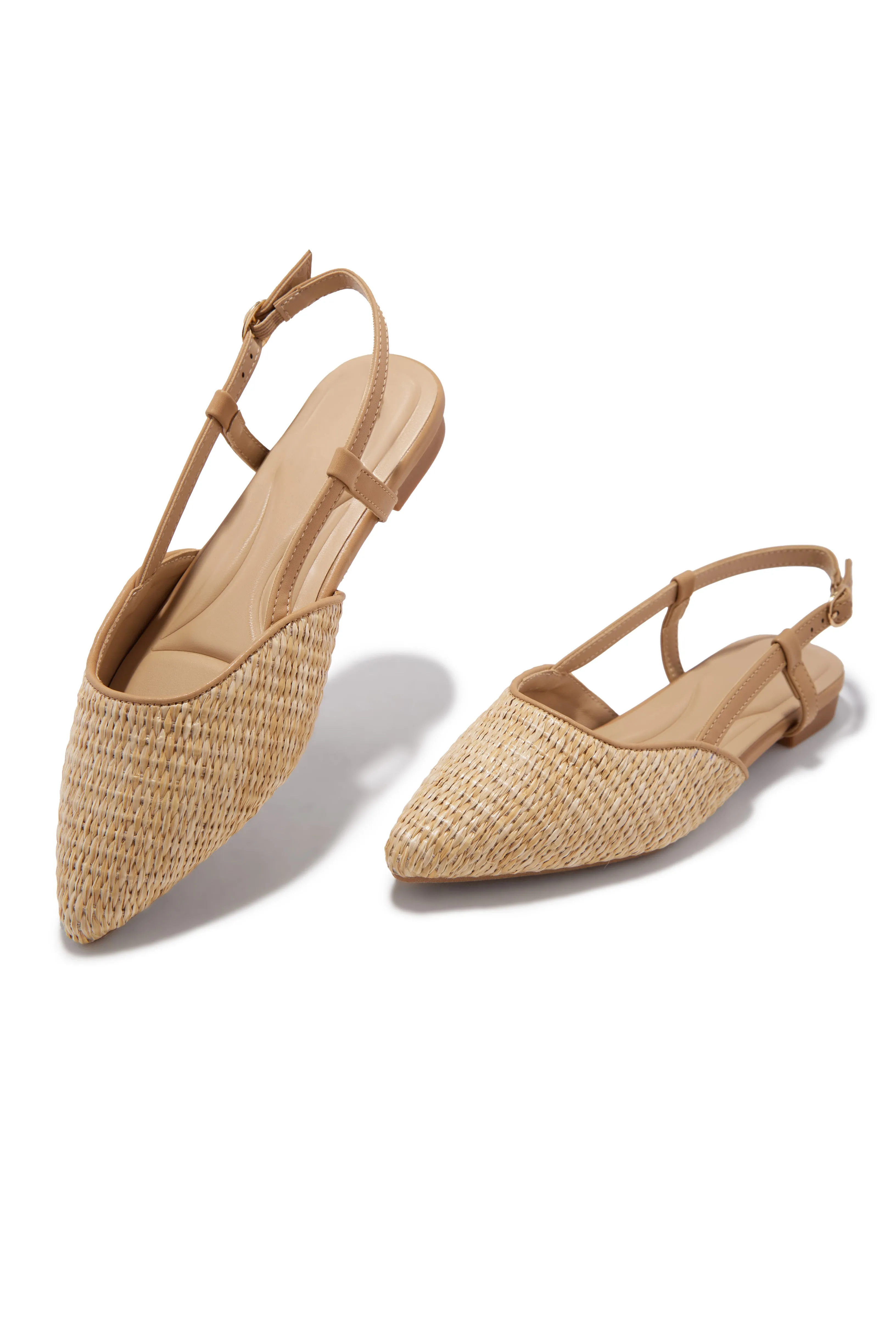 Serena Pointed Toe Slingback Flats - Natural sold by Miss Lola product image thumbnail 2
