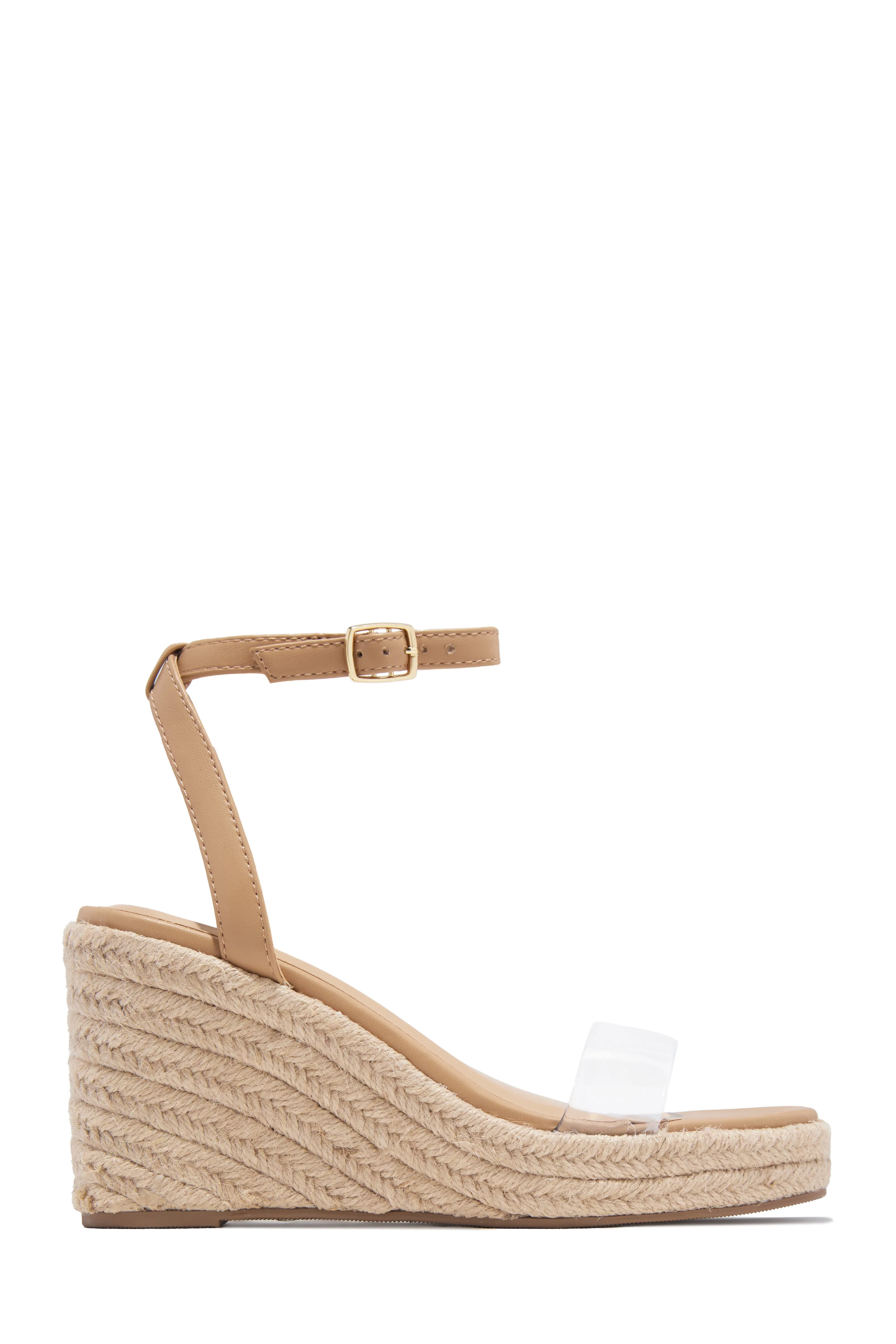 Isani Clear Strap Espadrille Platform Wedges - Natural sold by Miss Lola product image thumbnail 4