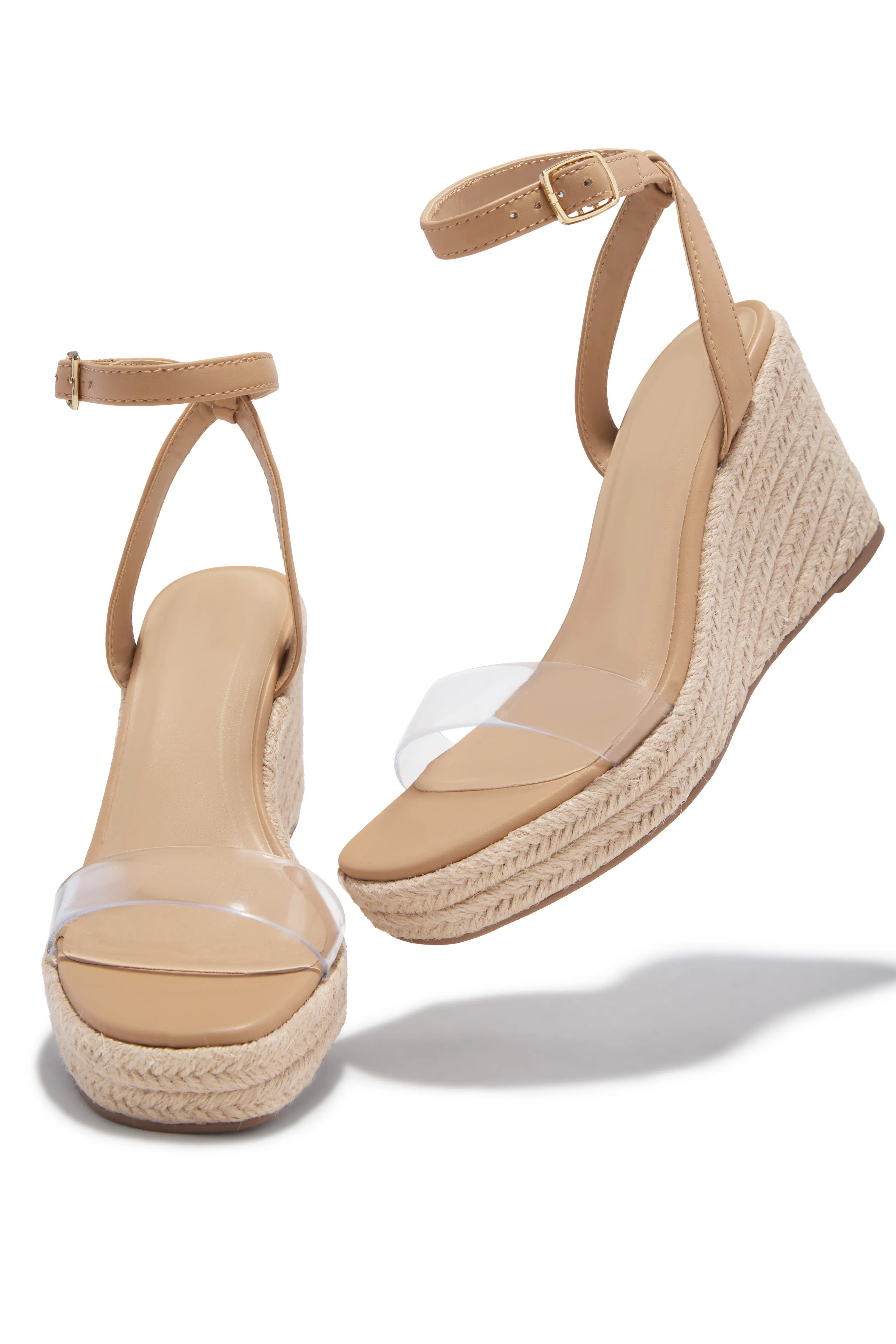 Isani Clear Strap Espadrille Platform Wedges - Natural sold by Miss Lola product image thumbnail 2